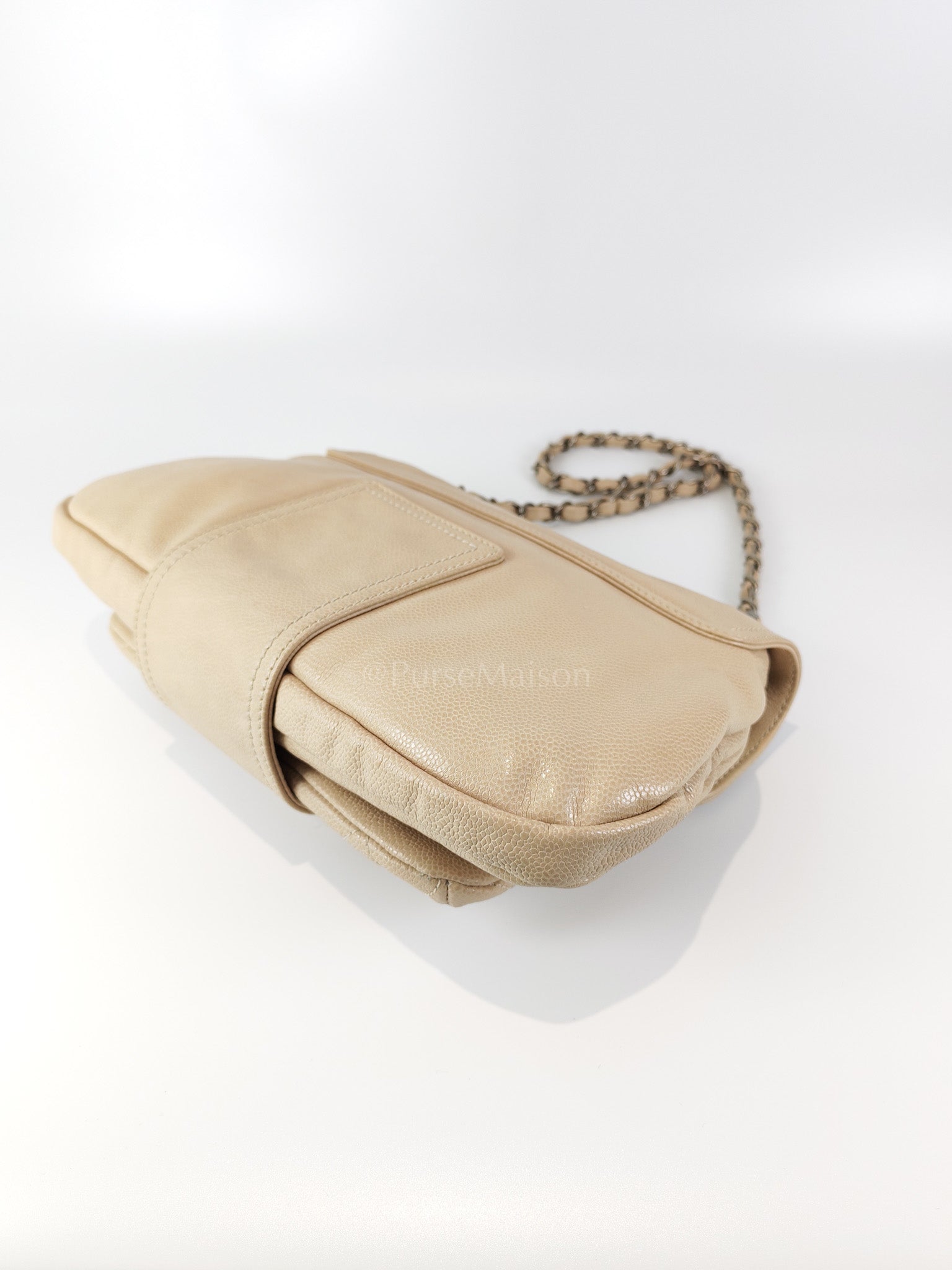 Coco Rider Flap Bag Light Beige Caviar Leather and Ruthenium Hardware Series 13 | Purse Maison Luxury Bags Shop