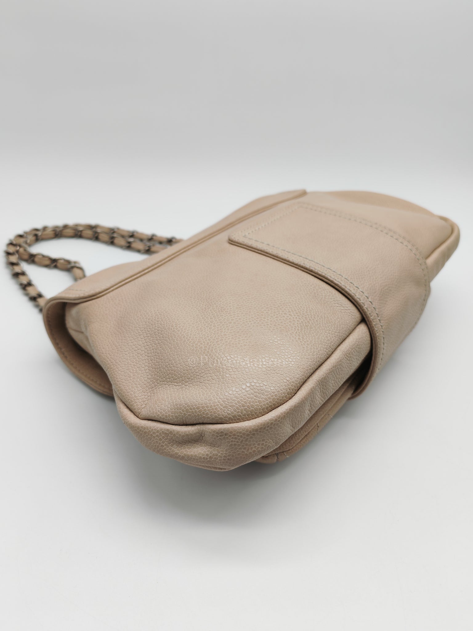 Coco Rider Flap Bag Light Beige Caviar Leather and Ruthenium Hardware Series 13 | Purse Maison Luxury Bags Shop