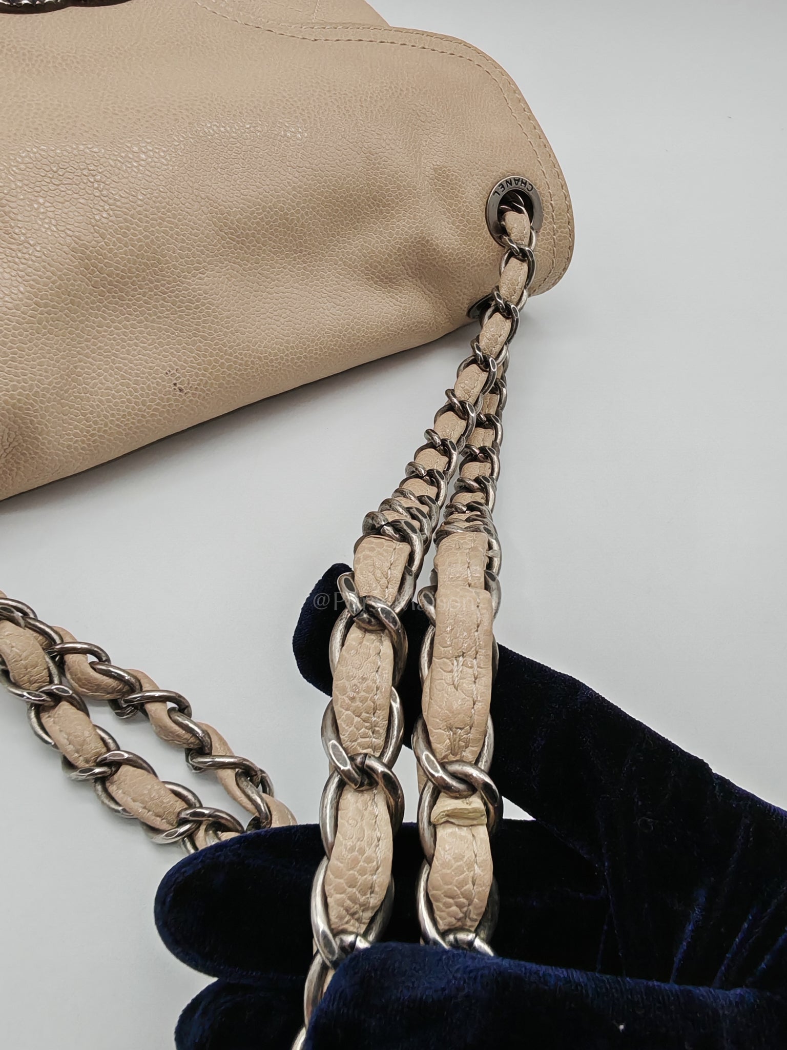 Coco Rider Flap Bag Light Beige Caviar Leather and Ruthenium Hardware Series 13 | Purse Maison Luxury Bags Shop