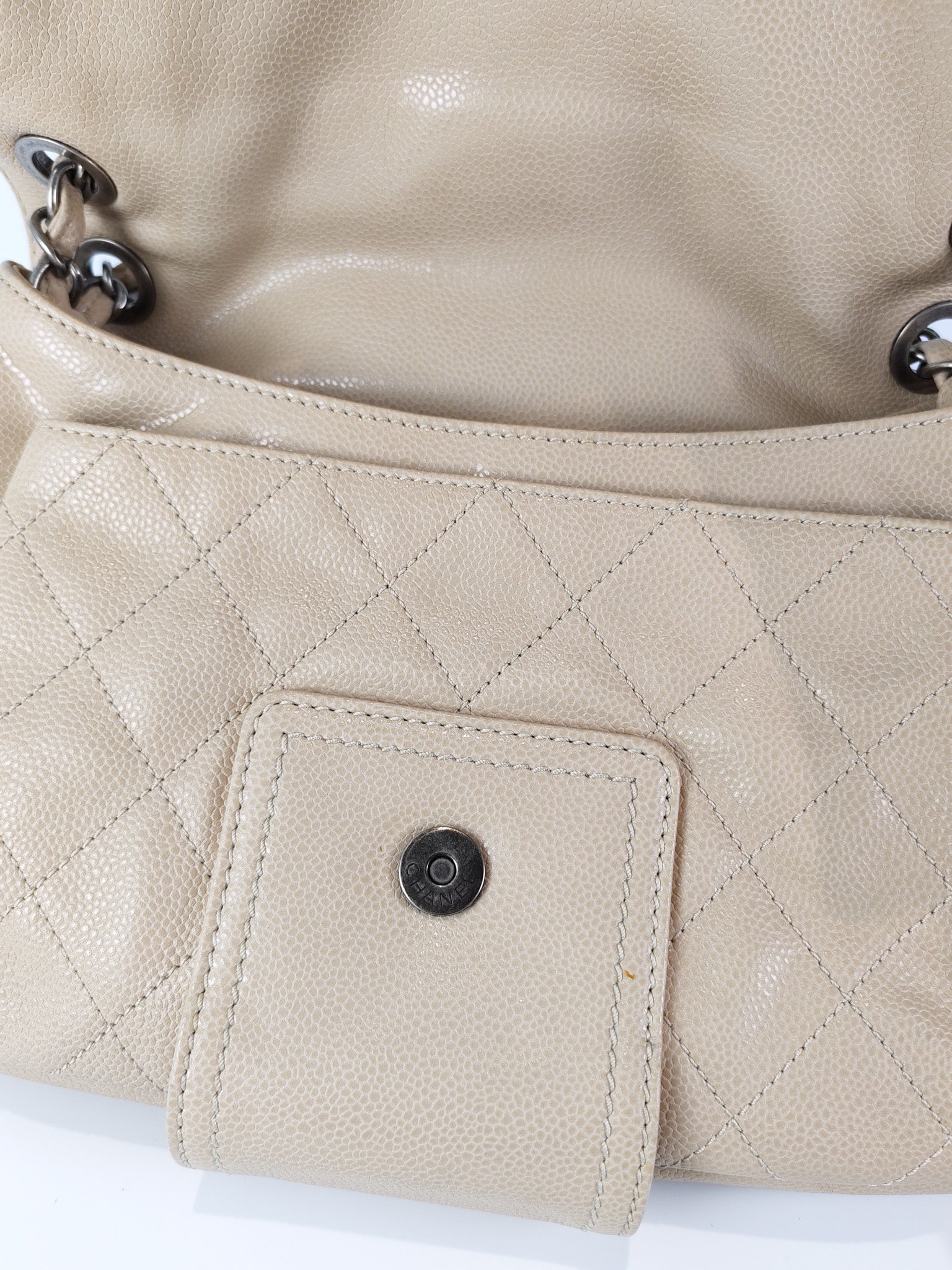 Coco Rider Flap Bag Light Beige Caviar Leather and Ruthenium Hardware Series 13 | Purse Maison Luxury Bags Shop