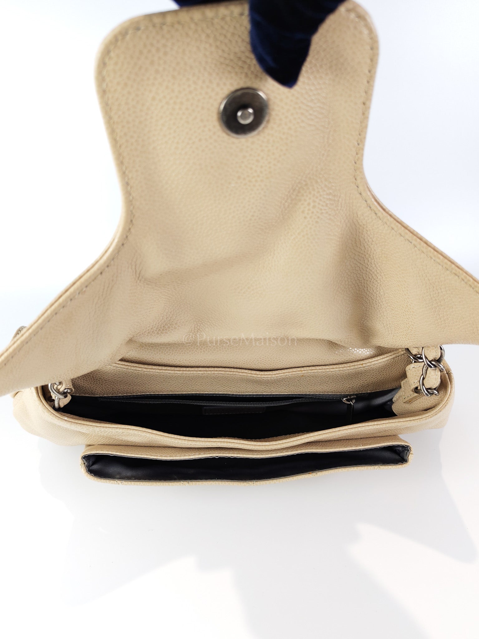 Coco Rider Flap Bag Light Beige Caviar Leather and Ruthenium Hardware Series 13 | Purse Maison Luxury Bags Shop