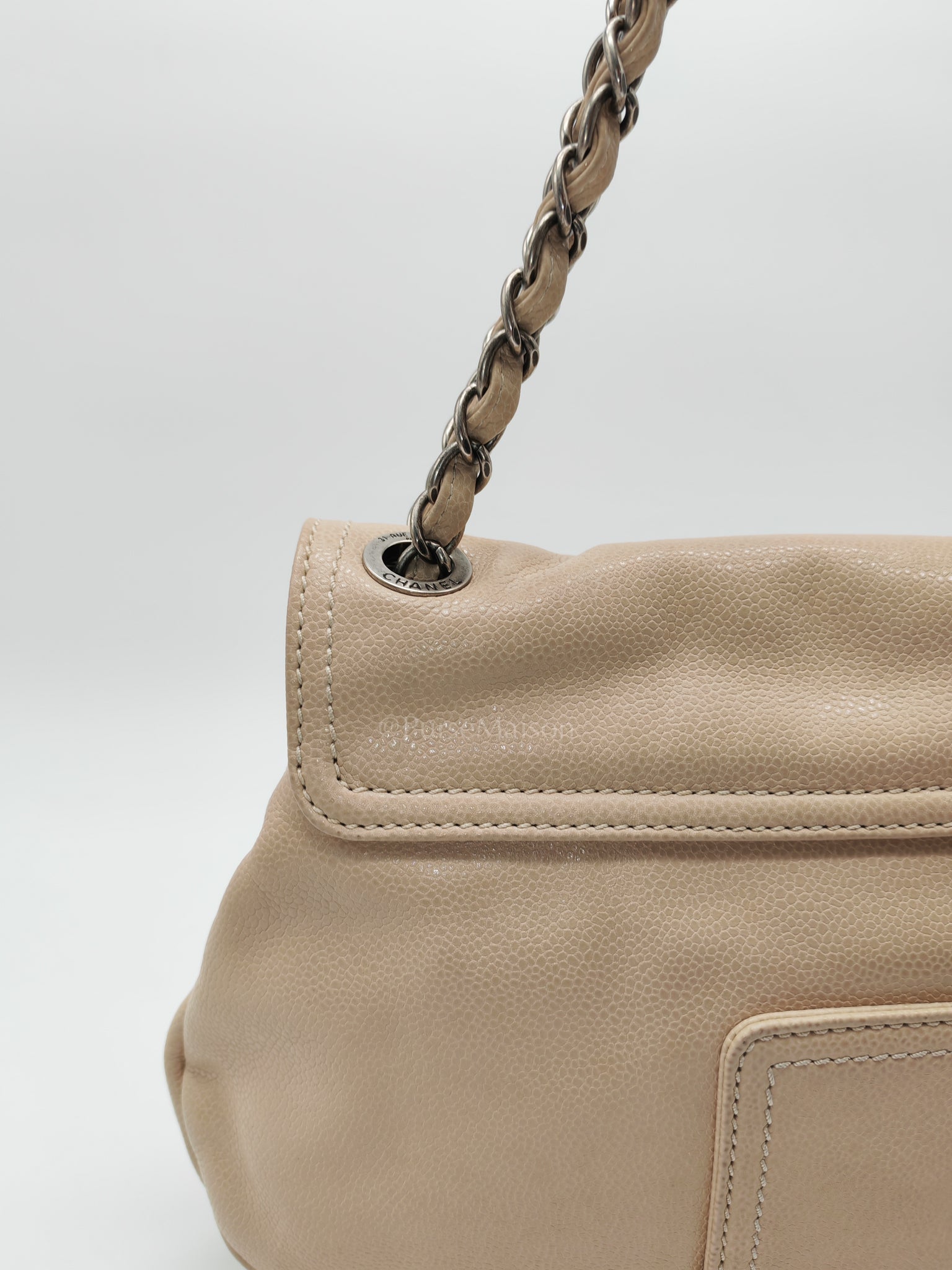 Coco Rider Flap Bag Light Beige Caviar Leather and Ruthenium Hardware Series 13 | Purse Maison Luxury Bags Shop