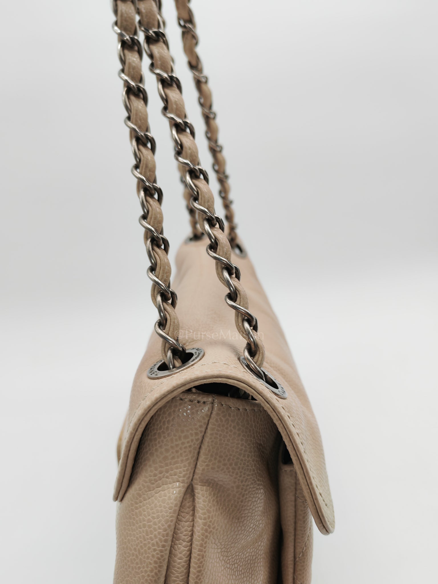 Coco Rider Flap Bag Light Beige Caviar Leather and Ruthenium Hardware Series 13 | Purse Maison Luxury Bags Shop