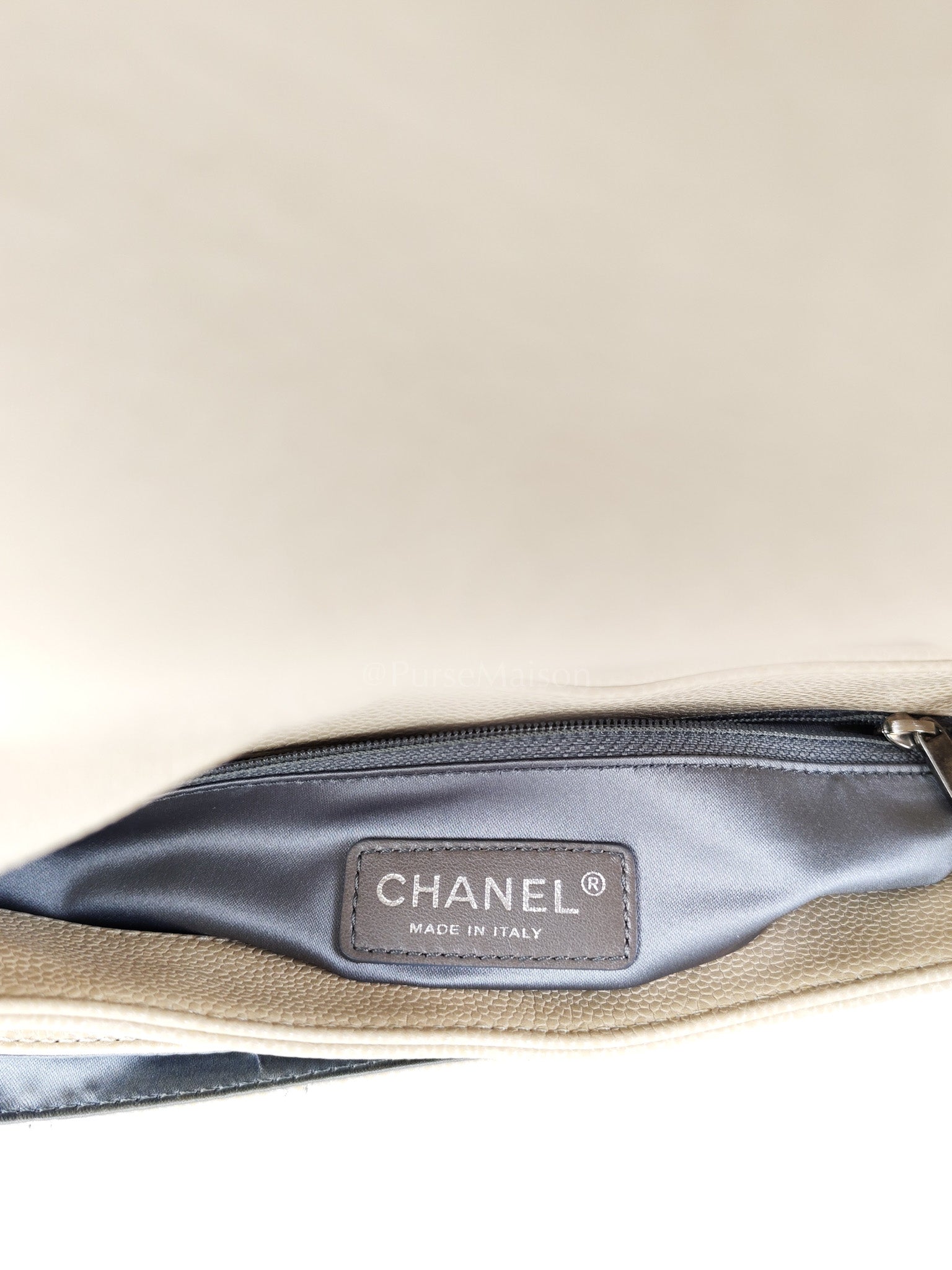 Coco Rider Flap Bag Light Beige Caviar Leather and Ruthenium Hardware Series 13 | Purse Maison Luxury Bags Shop