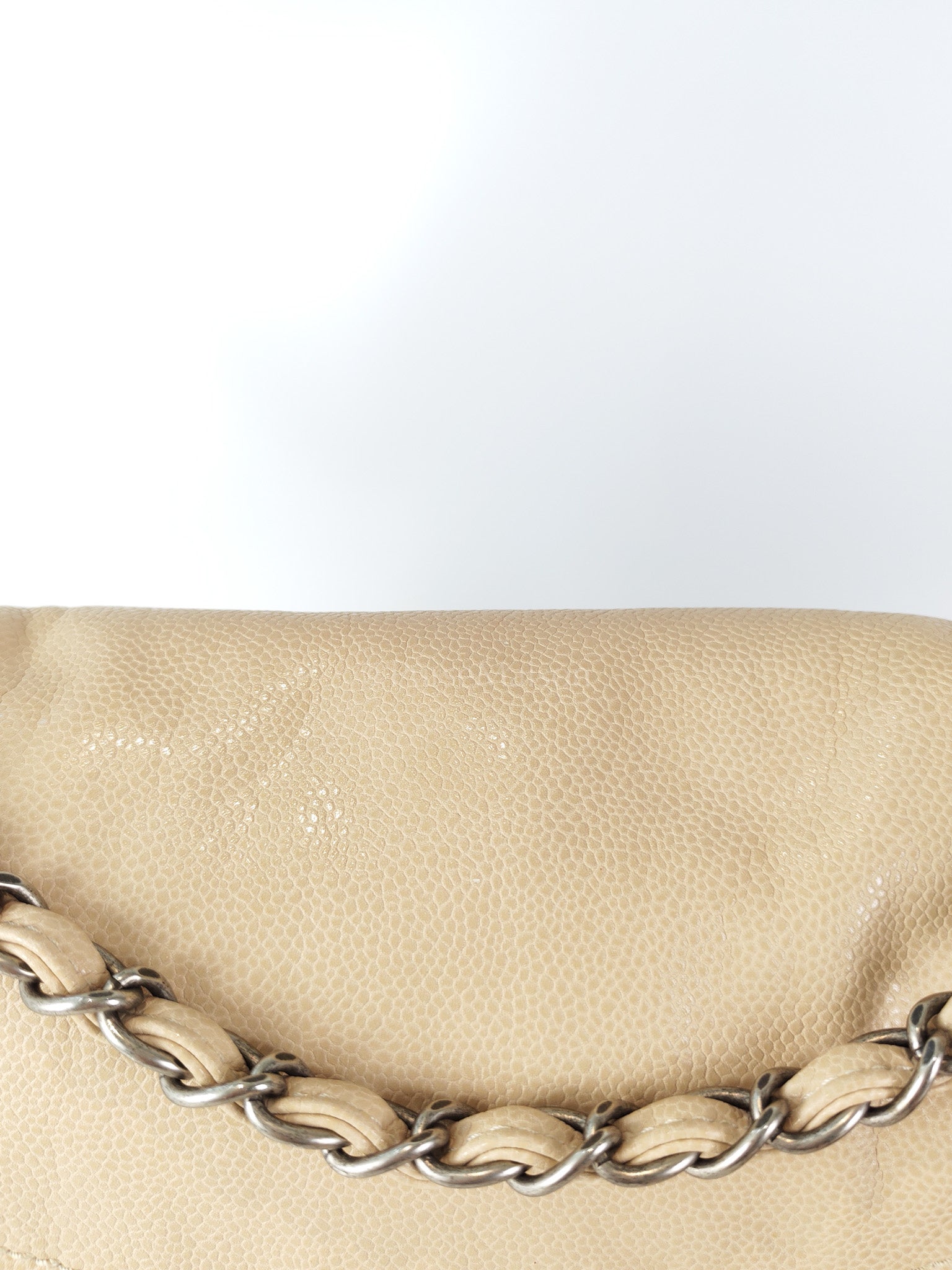 Coco Rider Flap Bag Light Beige Caviar Leather and Ruthenium Hardware Series 13 | Purse Maison Luxury Bags Shop