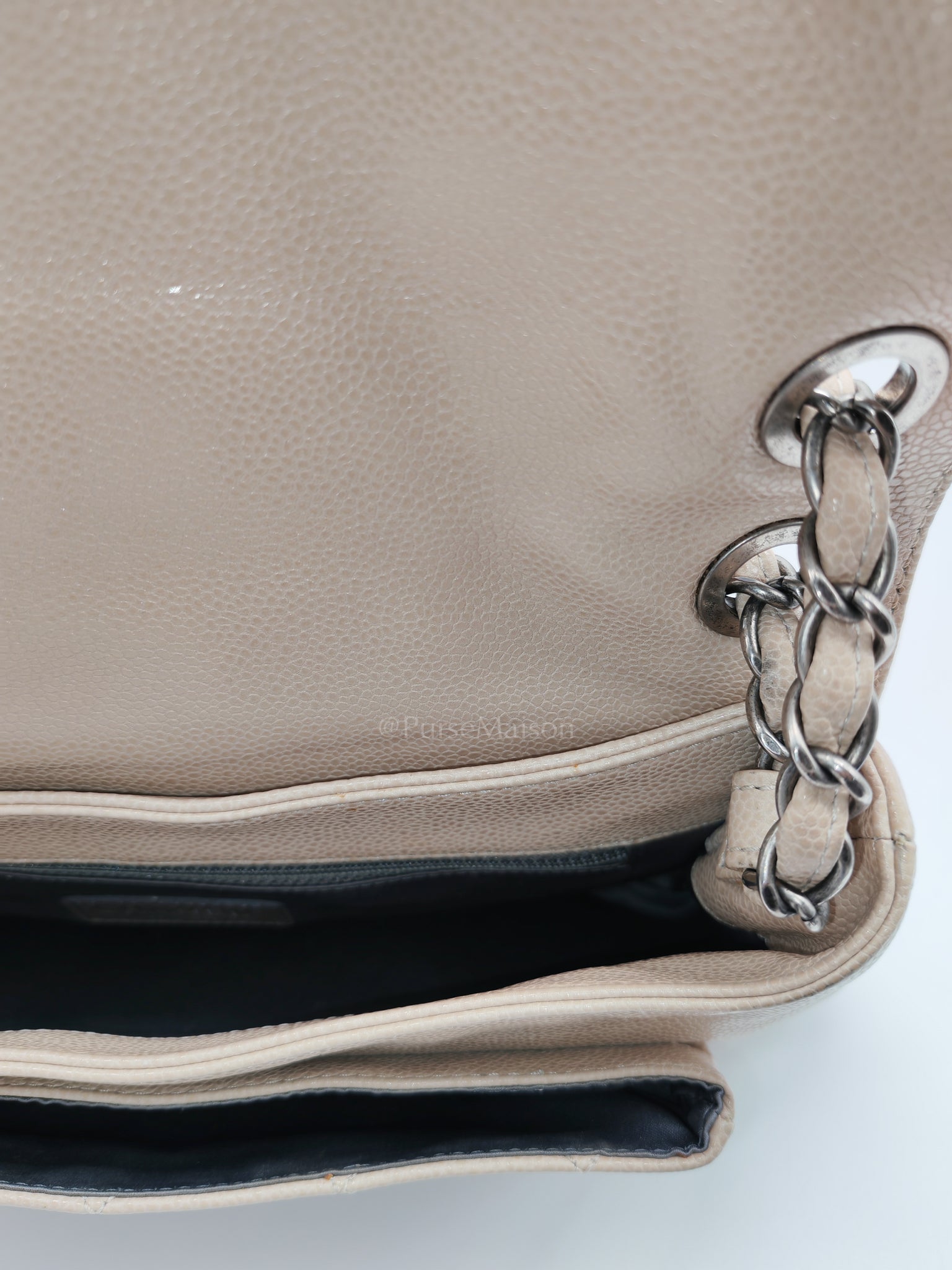 Coco Rider Flap Bag Light Beige Caviar Leather and Ruthenium Hardware Series 13 | Purse Maison Luxury Bags Shop