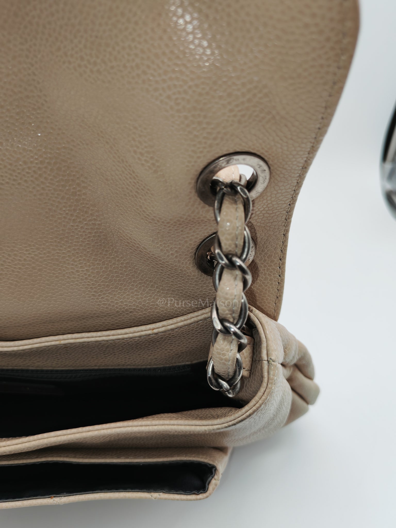 Coco Rider Flap Bag Light Beige Caviar Leather and Ruthenium Hardware Series 13 | Purse Maison Luxury Bags Shop