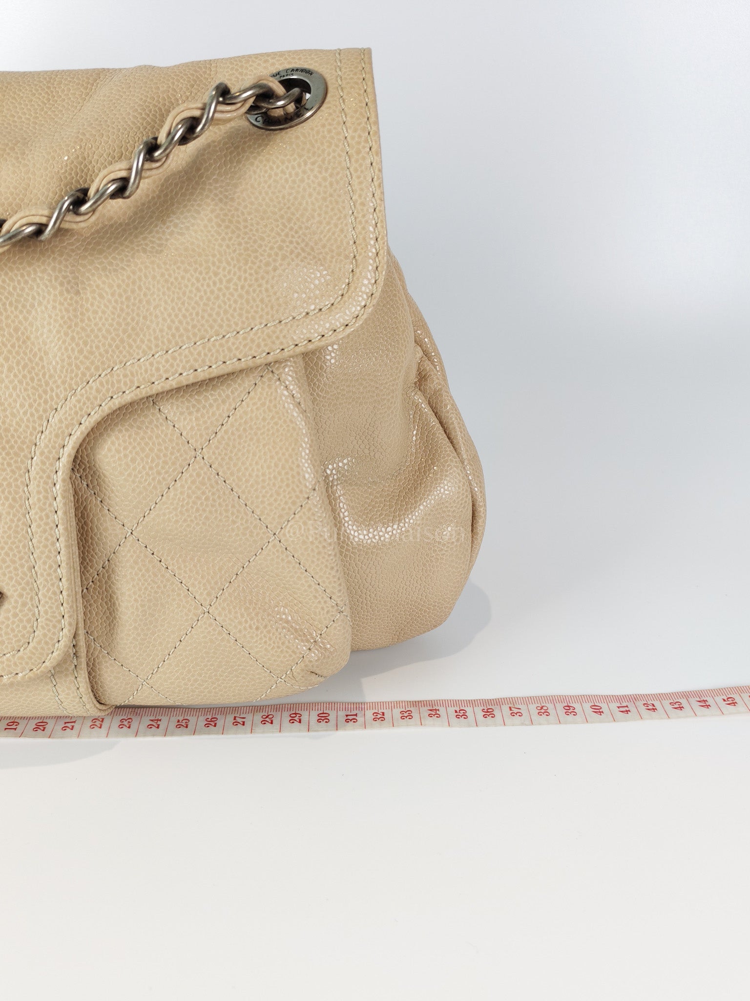 Coco Rider Flap Bag Light Beige Caviar Leather and Ruthenium Hardware Series 13 | Purse Maison Luxury Bags Shop