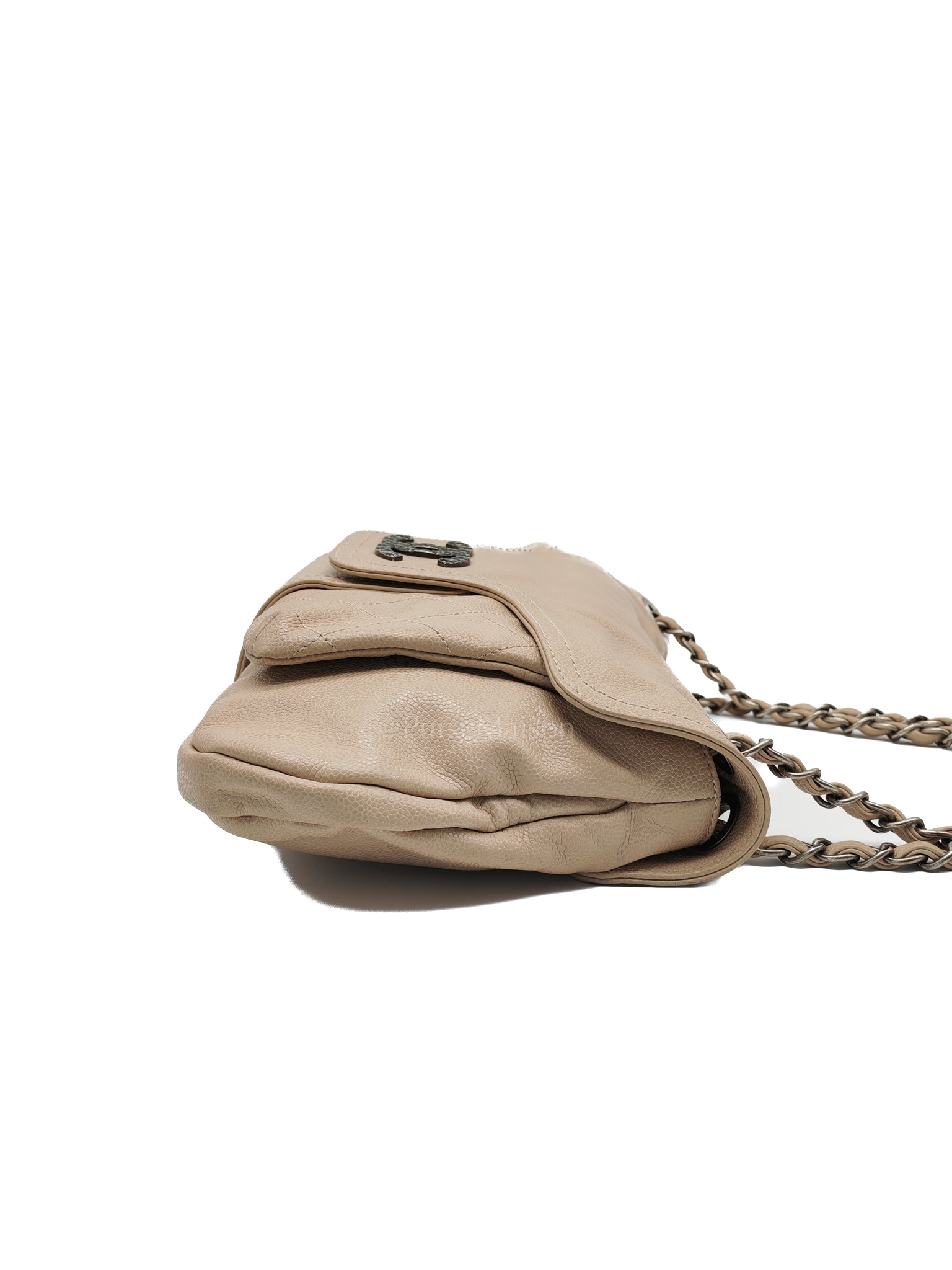 Coco Rider Flap Bag Light Beige Caviar Leather and Ruthenium Hardware Series 13 | Purse Maison Luxury Bags Shop