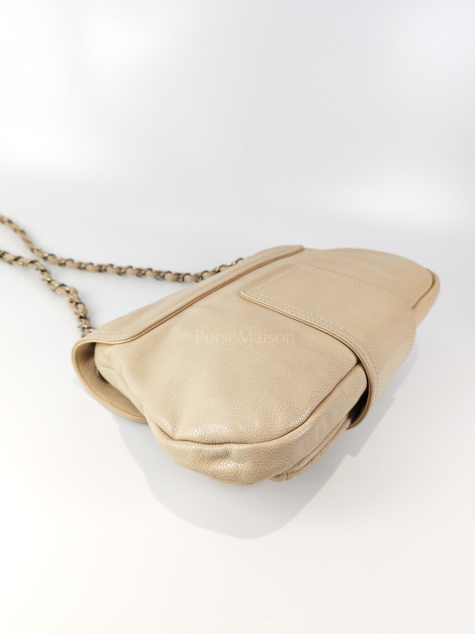 Coco Rider Flap Bag Light Beige Caviar Leather and Ruthenium Hardware Series 13 | Purse Maison Luxury Bags Shop