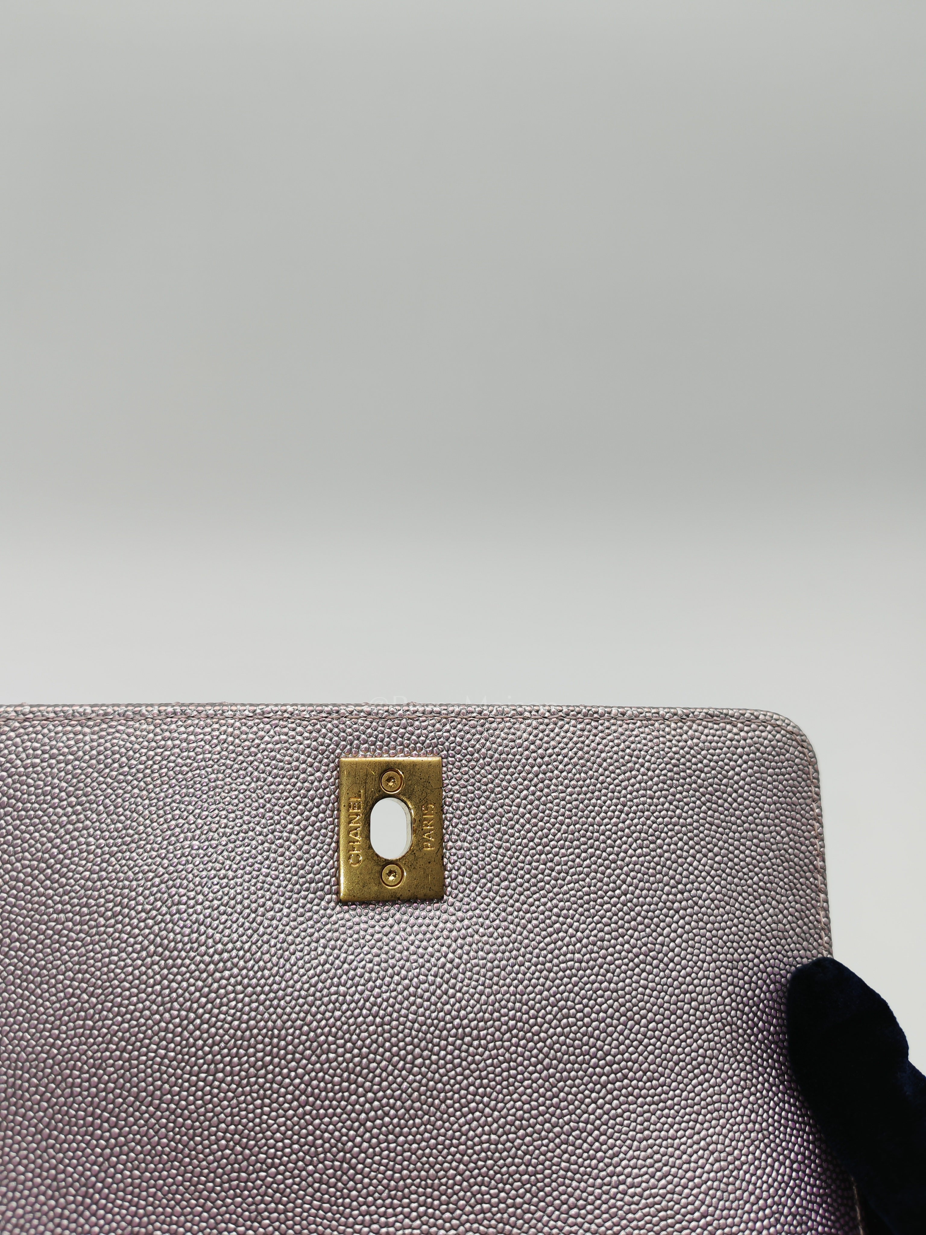 Coco Top Handle Bag Mini in Iridescent Quilted Caviar Leather & Gold Hardware Microchip | Purse Maison Luxury Bags Shop