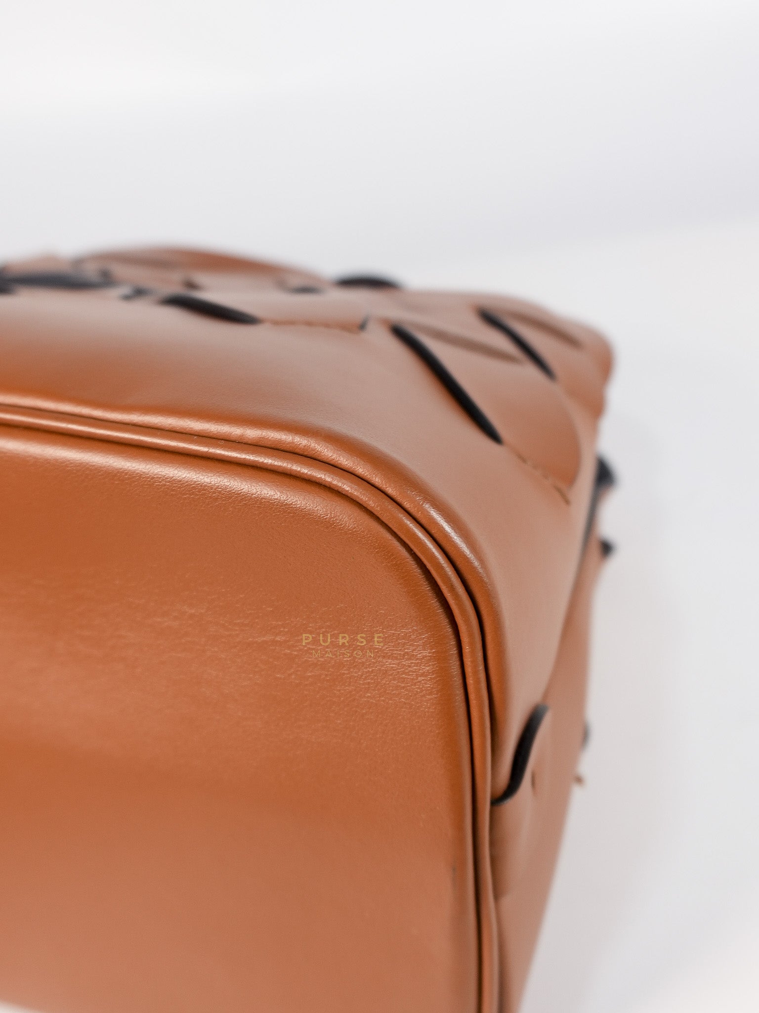 Cognac Borsa A Mano in Pelle Vitello Intreccio Shoulder Bag | Purse Maison Luxury Bags Shop