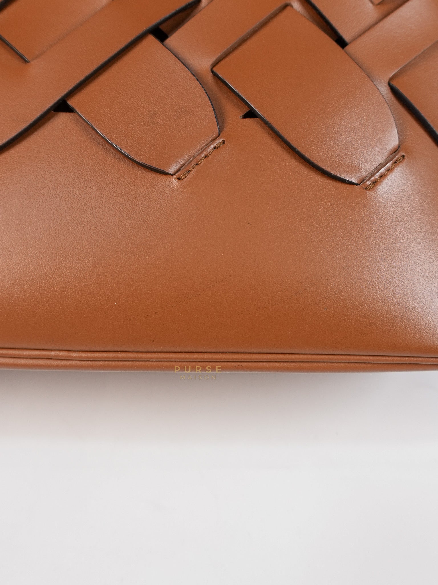 Cognac Borsa A Mano in Pelle Vitello Intreccio Shoulder Bag | Purse Maison Luxury Bags Shop