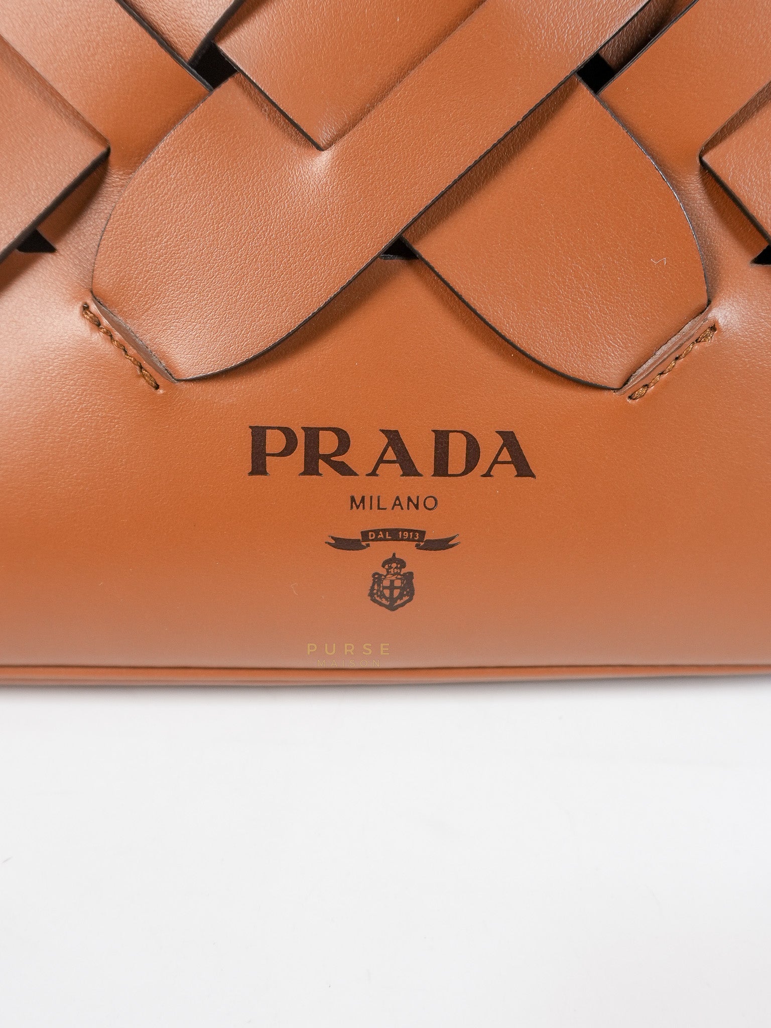 Cognac Borsa A Mano in Pelle Vitello Intreccio Shoulder Bag | Purse Maison Luxury Bags Shop