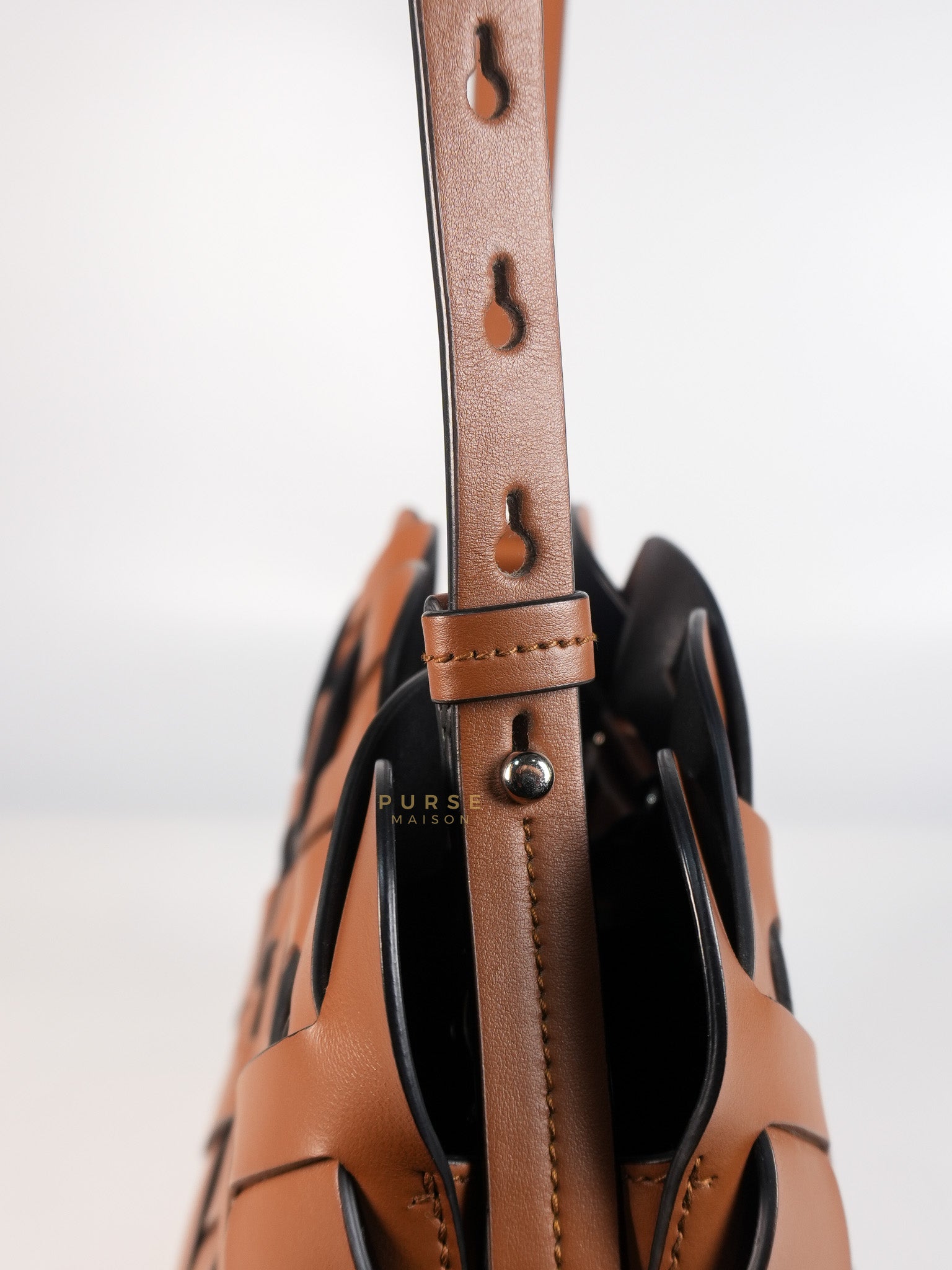 Cognac Borsa A Mano in Pelle Vitello Intreccio Shoulder Bag | Purse Maison Luxury Bags Shop