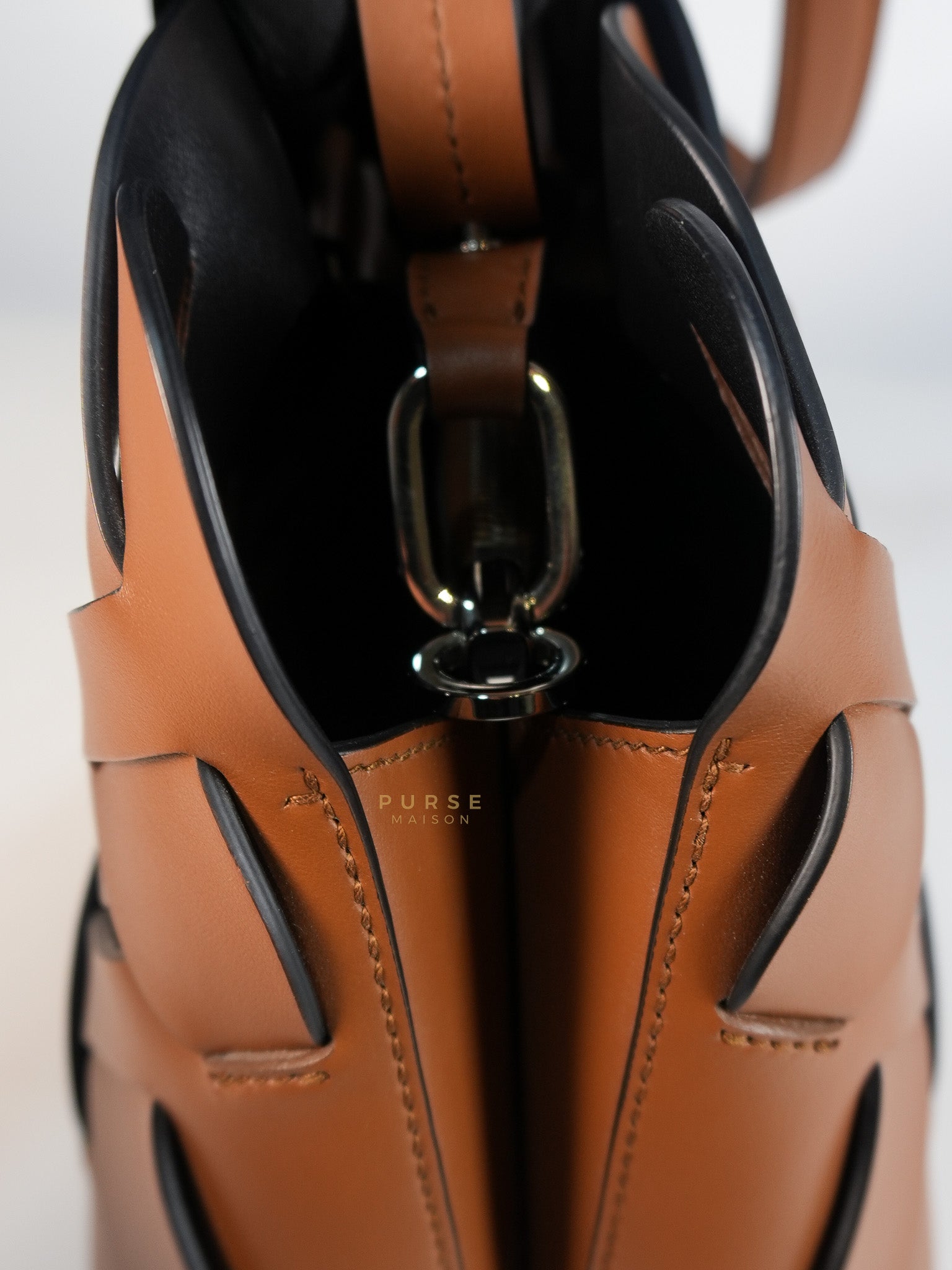 Cognac Borsa A Mano in Pelle Vitello Intreccio Shoulder Bag | Purse Maison Luxury Bags Shop