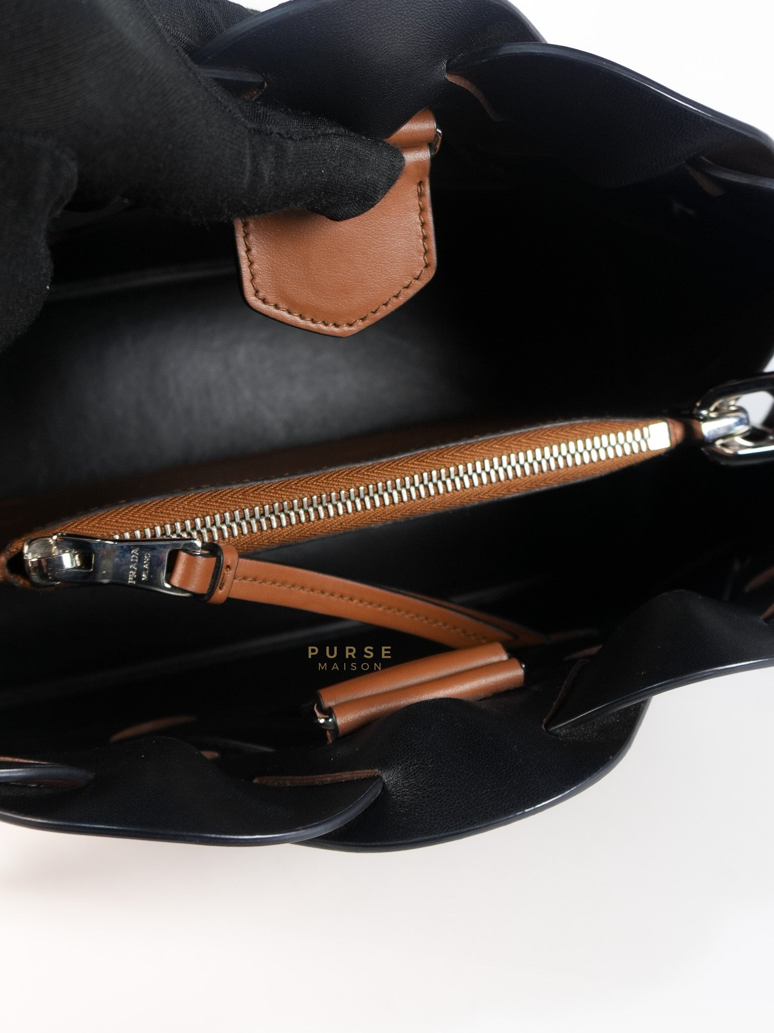 Cognac Borsa A Mano in Pelle Vitello Intreccio Shoulder Bag | Purse Maison Luxury Bags Shop