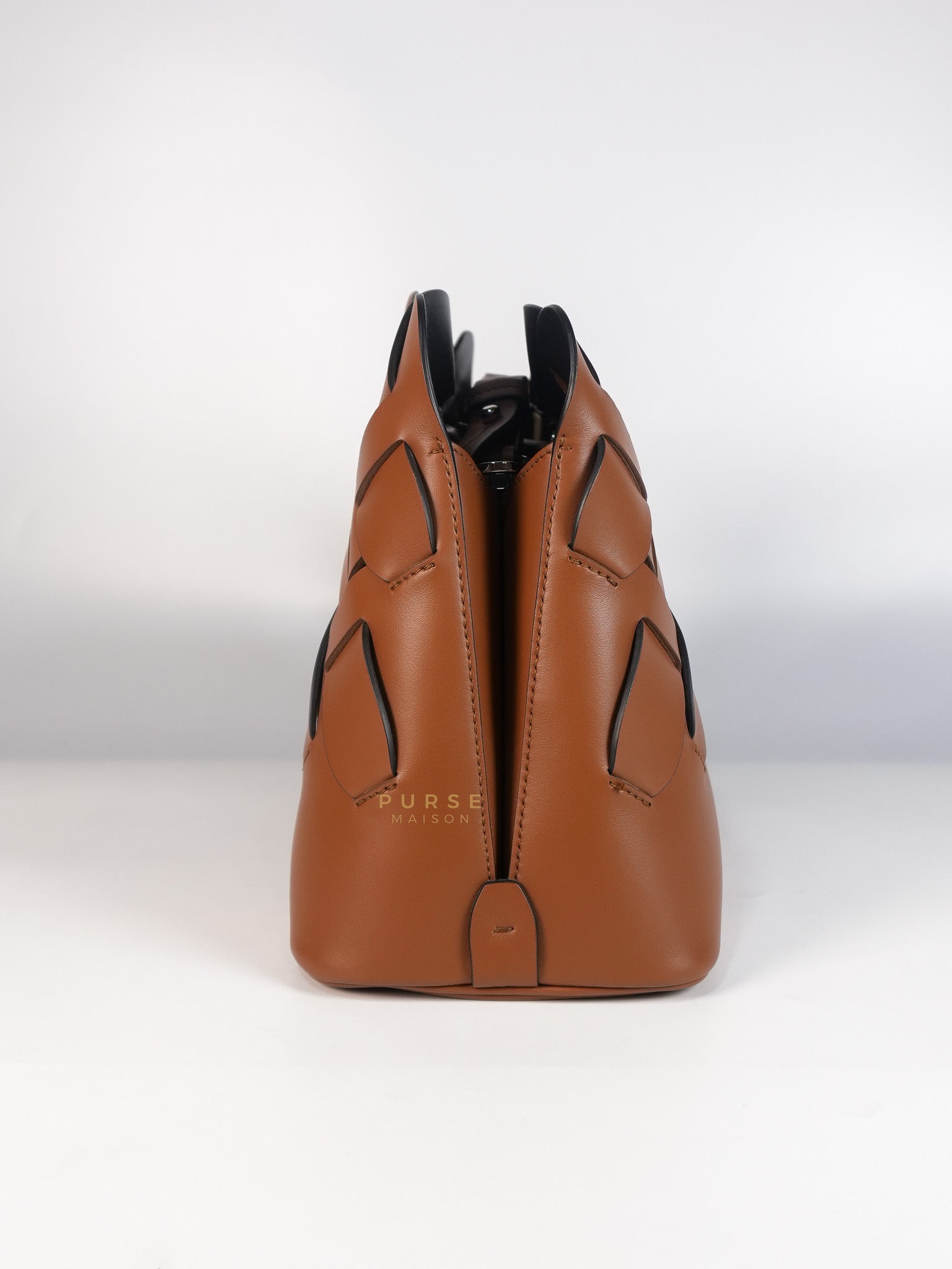 Cognac Borsa A Mano in Pelle Vitello Intreccio Shoulder Bag | Purse Maison Luxury Bags Shop