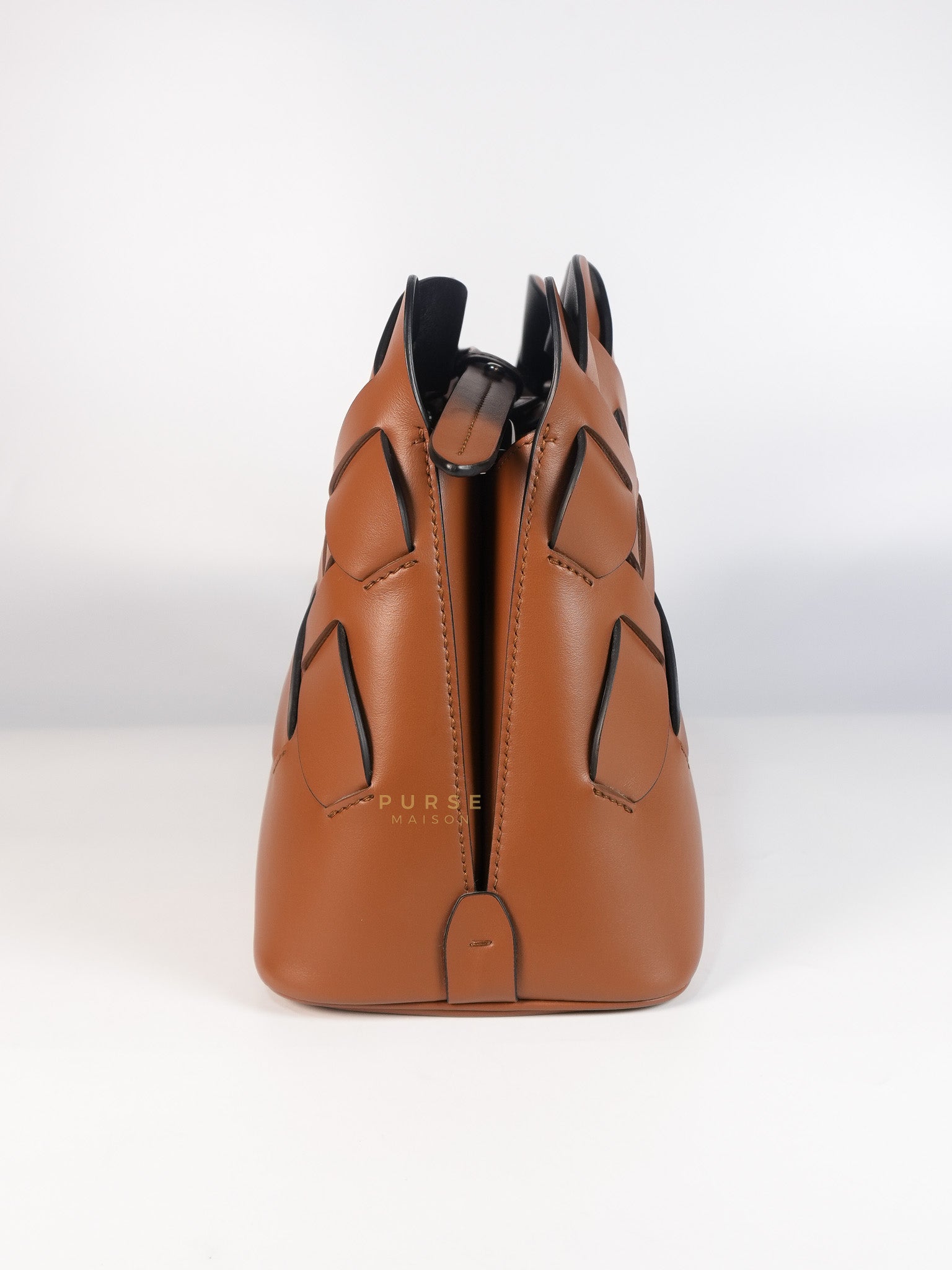 Cognac Borsa A Mano in Pelle Vitello Intreccio Shoulder Bag | Purse Maison Luxury Bags Shop