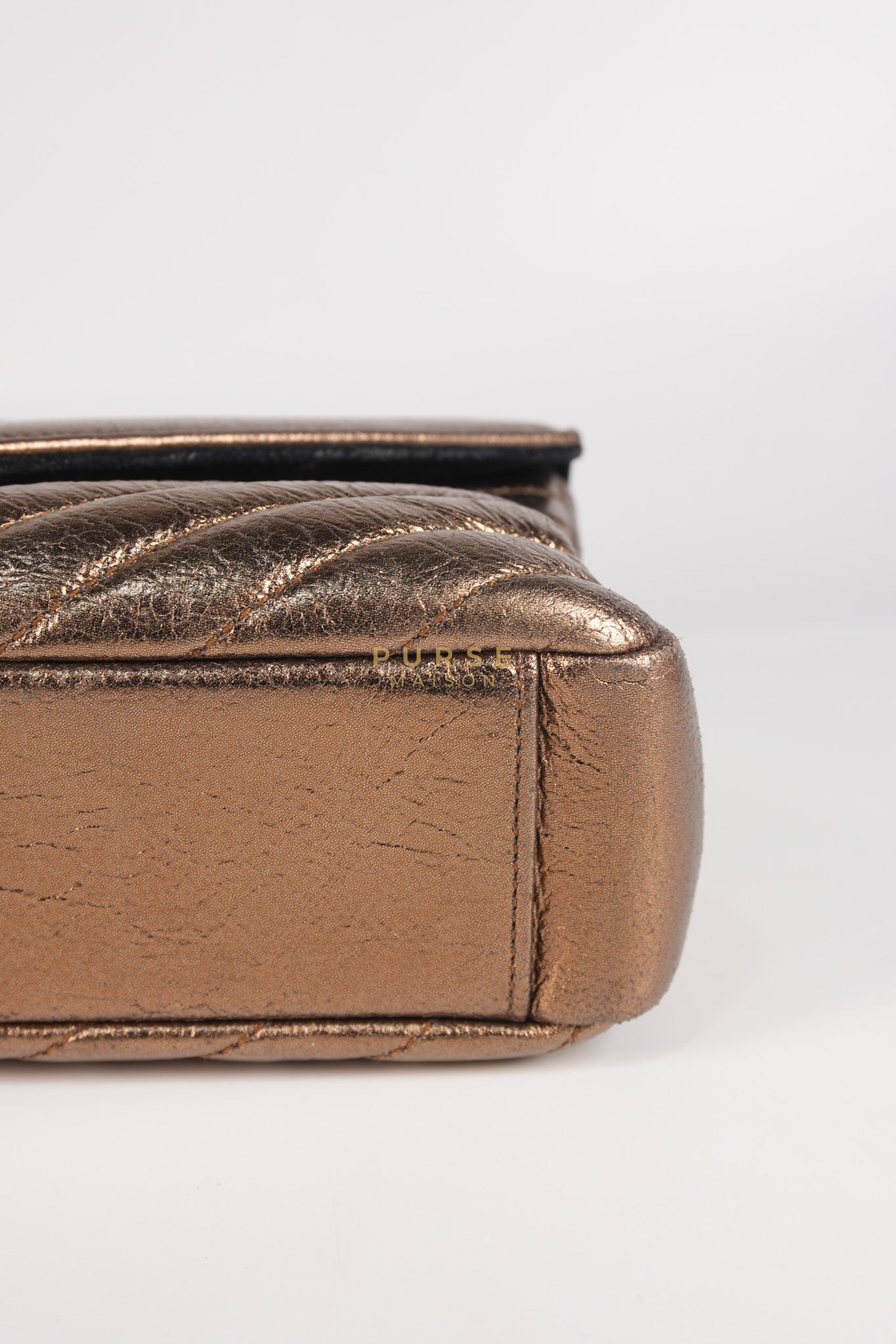 College Metallic Calfskin Matelasse Chevron Monogram Chain Bag | Purse Maison Luxury Bags Shop