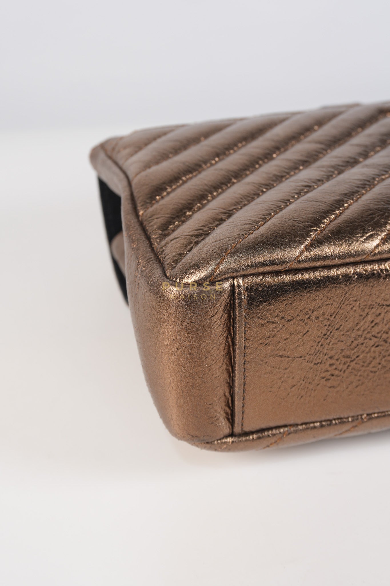 College Metallic Calfskin Matelasse Chevron Monogram Chain Bag | Purse Maison Luxury Bags Shop