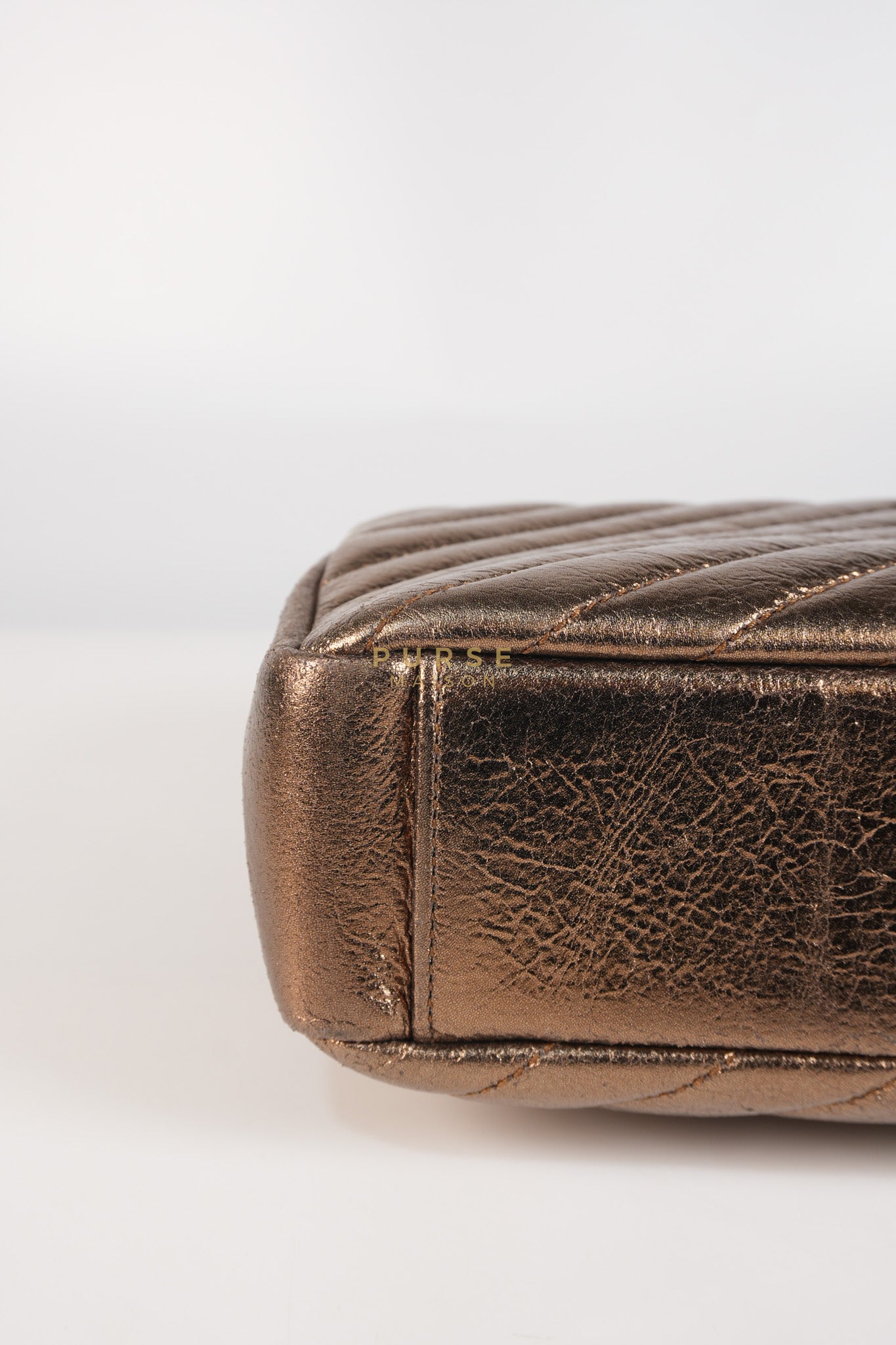 College Metallic Calfskin Matelasse Chevron Monogram Chain Bag | Purse Maison Luxury Bags Shop