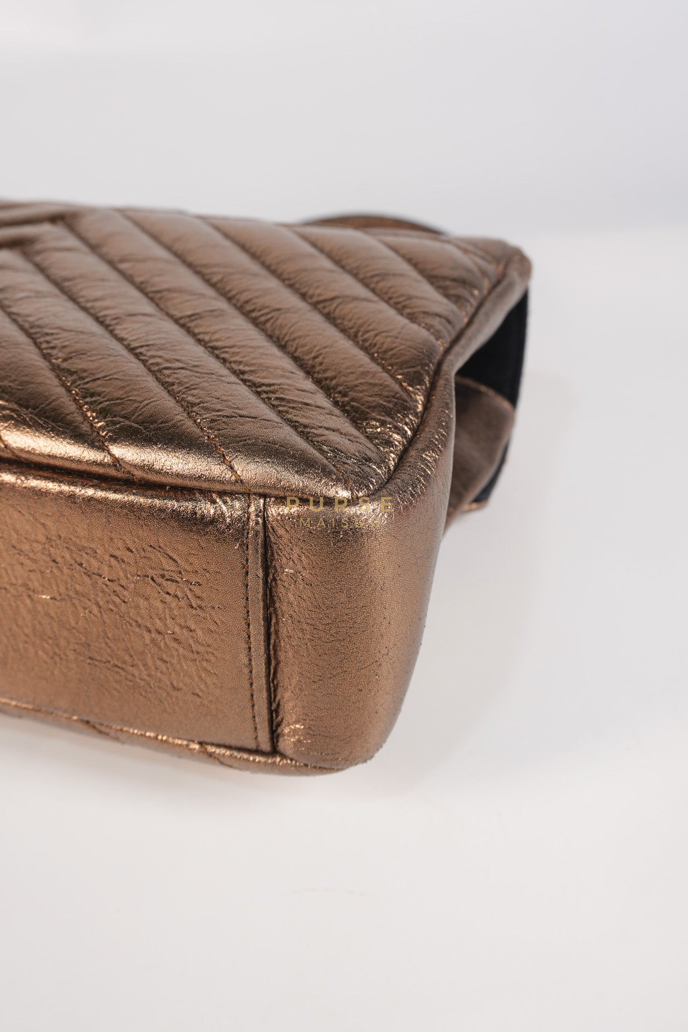 College Metallic Calfskin Matelasse Chevron Monogram Chain Bag | Purse Maison Luxury Bags Shop