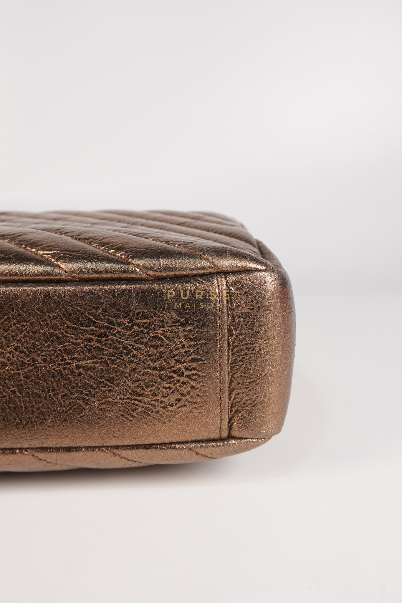 College Metallic Calfskin Matelasse Chevron Monogram Chain Bag | Purse Maison Luxury Bags Shop