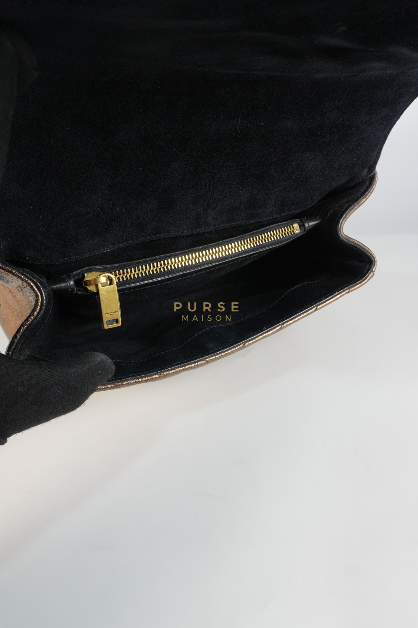 College Metallic Calfskin Matelasse Chevron Monogram Chain Bag | Purse Maison Luxury Bags Shop