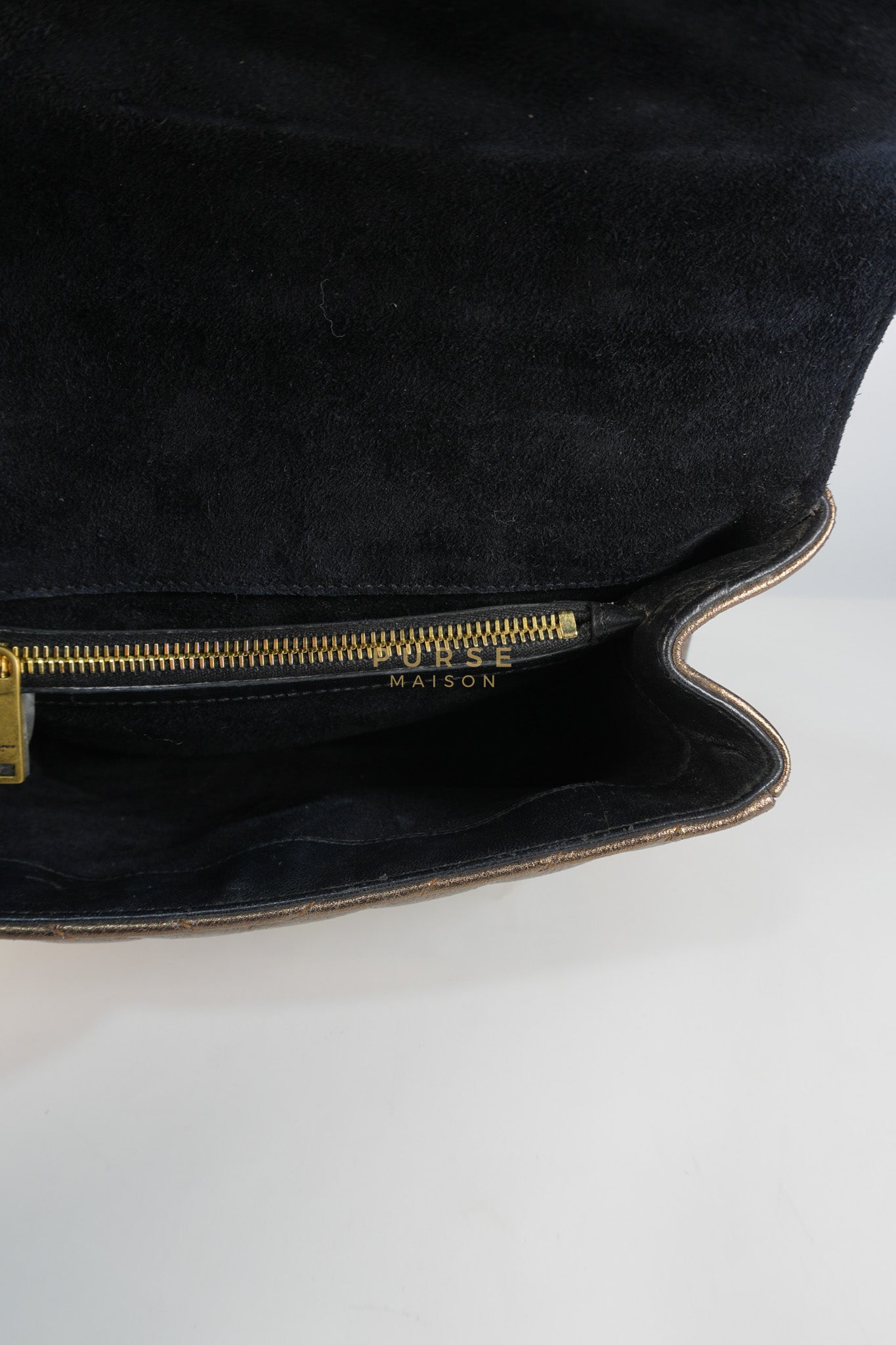 College Metallic Calfskin Matelasse Chevron Monogram Chain Bag | Purse Maison Luxury Bags Shop