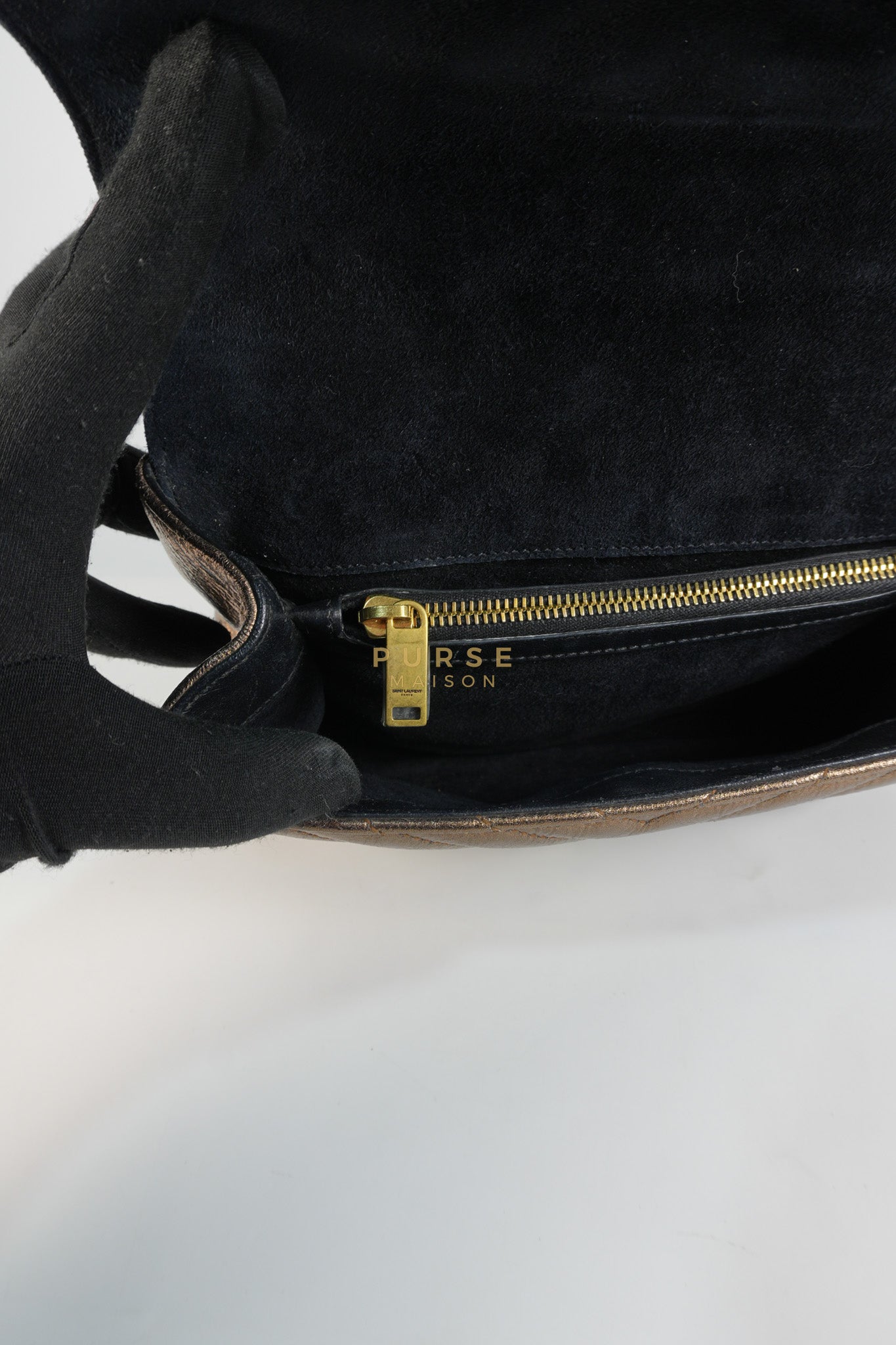 College Metallic Calfskin Matelasse Chevron Monogram Chain Bag | Purse Maison Luxury Bags Shop