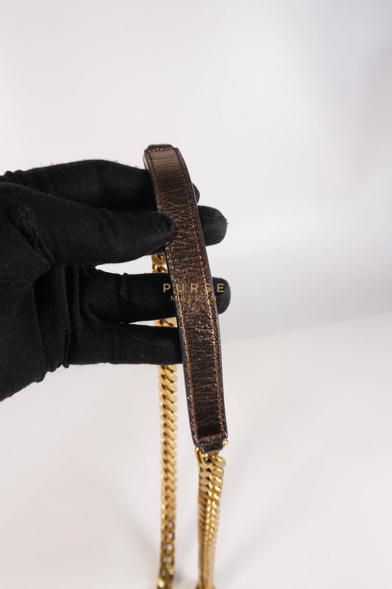 College Metallic Calfskin Matelasse Chevron Monogram Chain Bag | Purse Maison Luxury Bags Shop