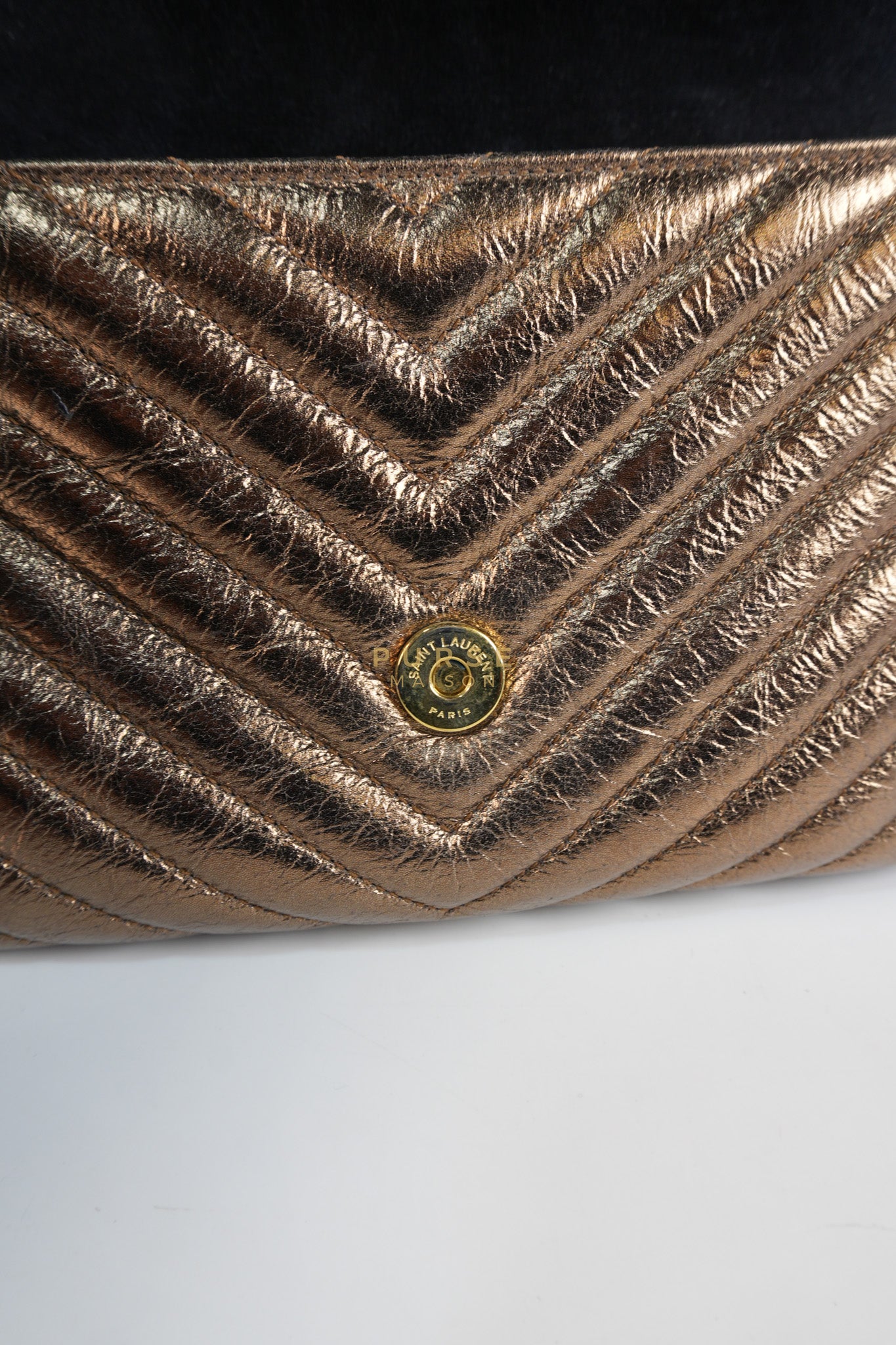 College Metallic Calfskin Matelasse Chevron Monogram Chain Bag | Purse Maison Luxury Bags Shop