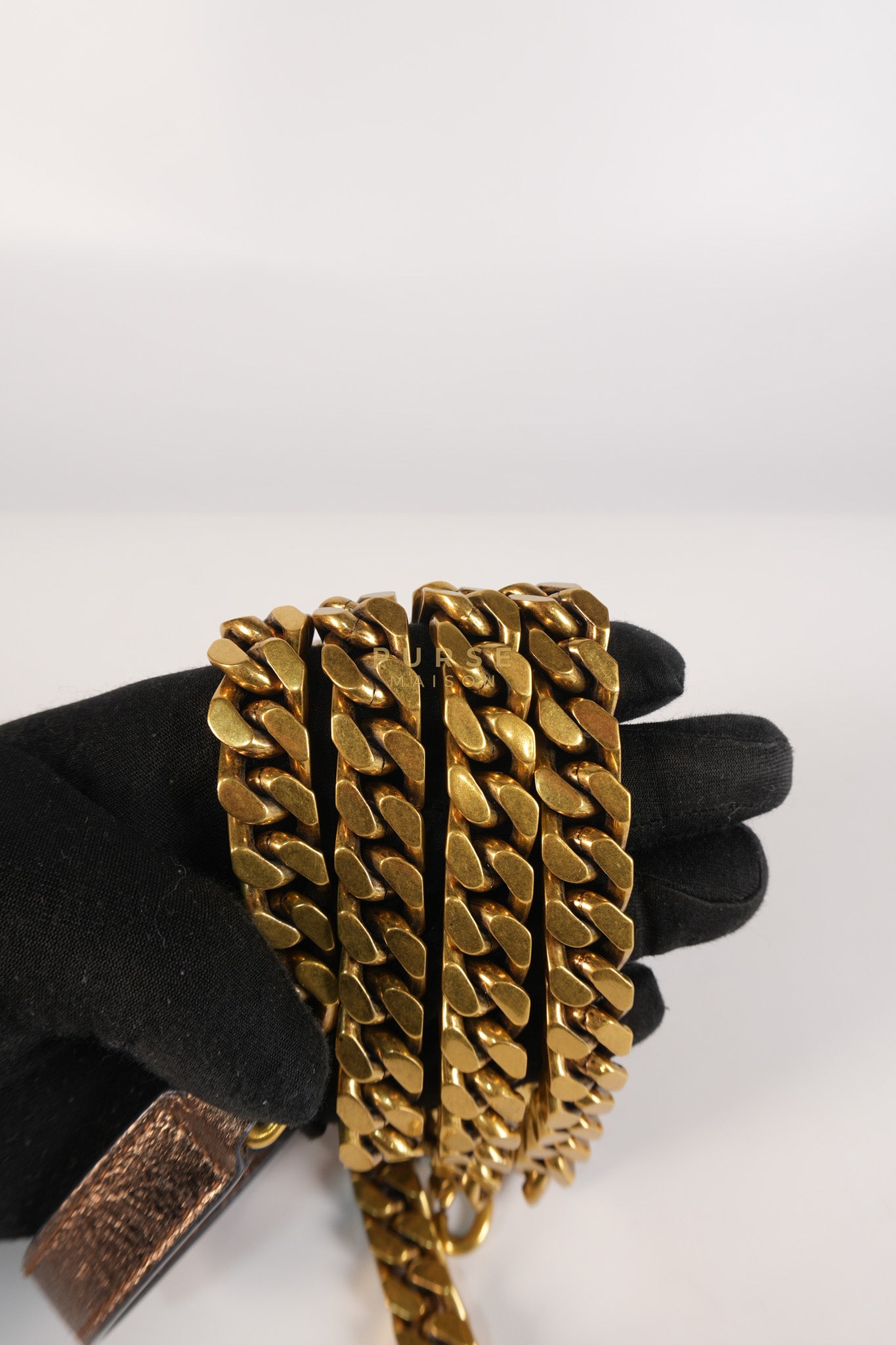 College Metallic Calfskin Matelasse Chevron Monogram Chain Bag | Purse Maison Luxury Bags Shop