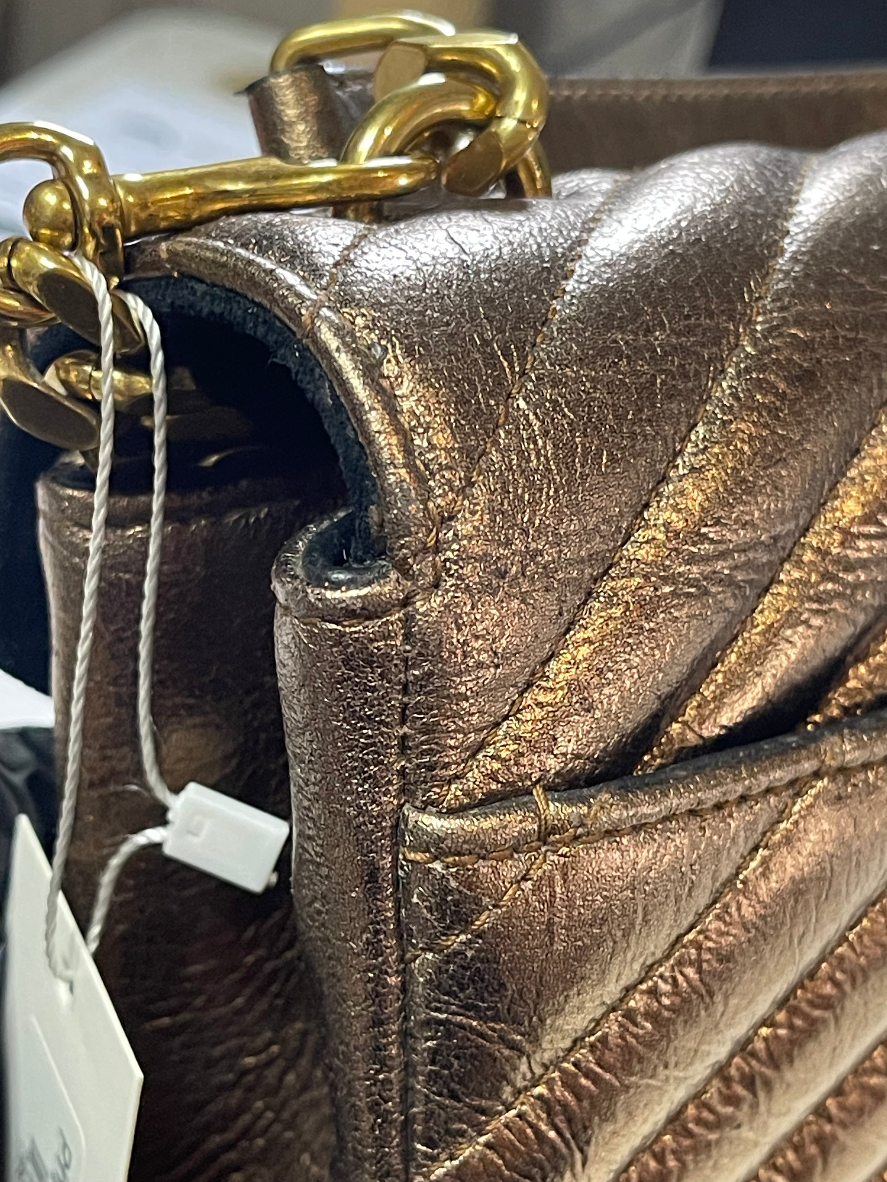 College Metallic Calfskin Matelasse Chevron Monogram Chain Bag | Purse Maison Luxury Bags Shop