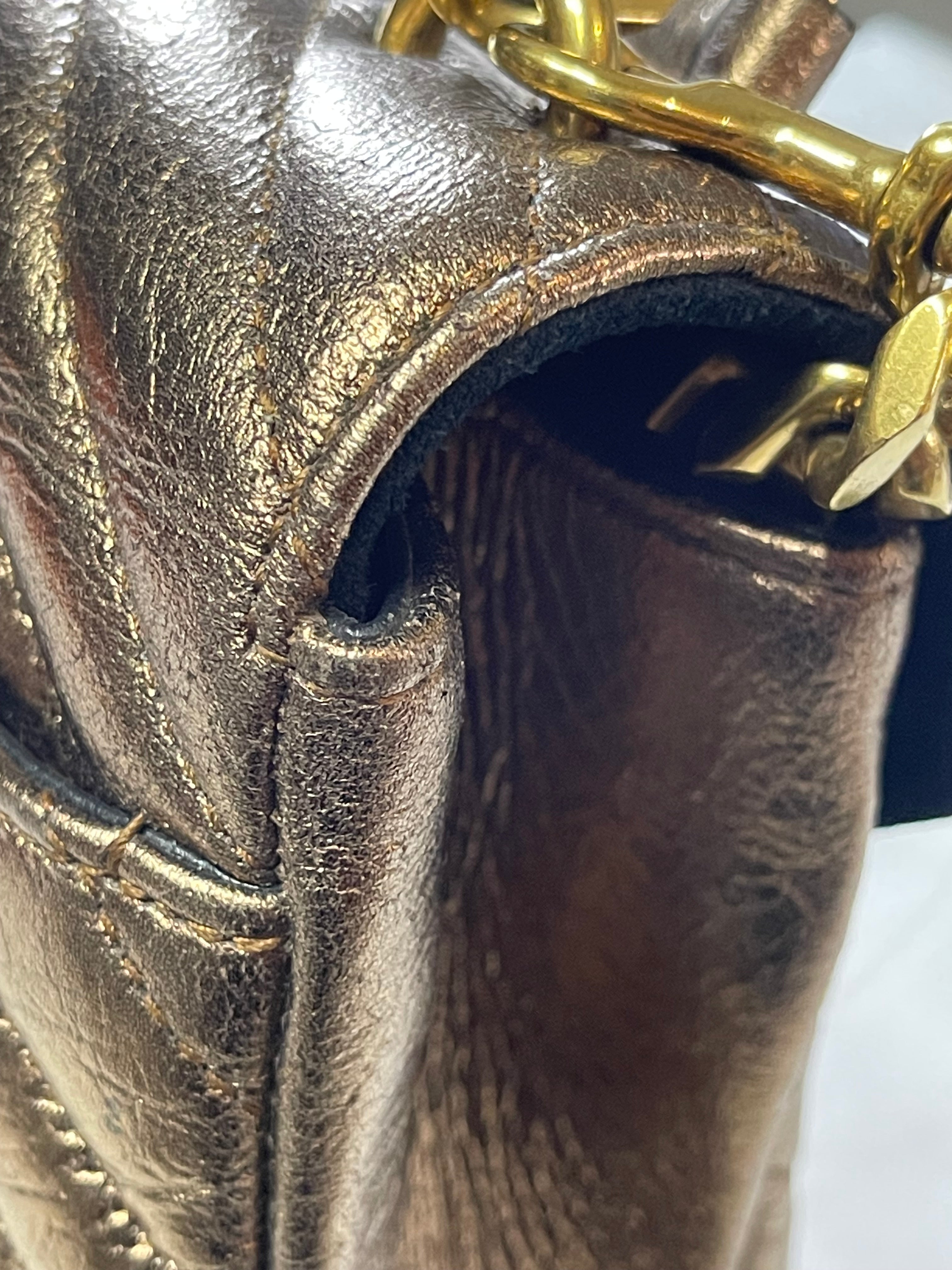 College Metallic Calfskin Matelasse Chevron Monogram Chain Bag | Purse Maison Luxury Bags Shop