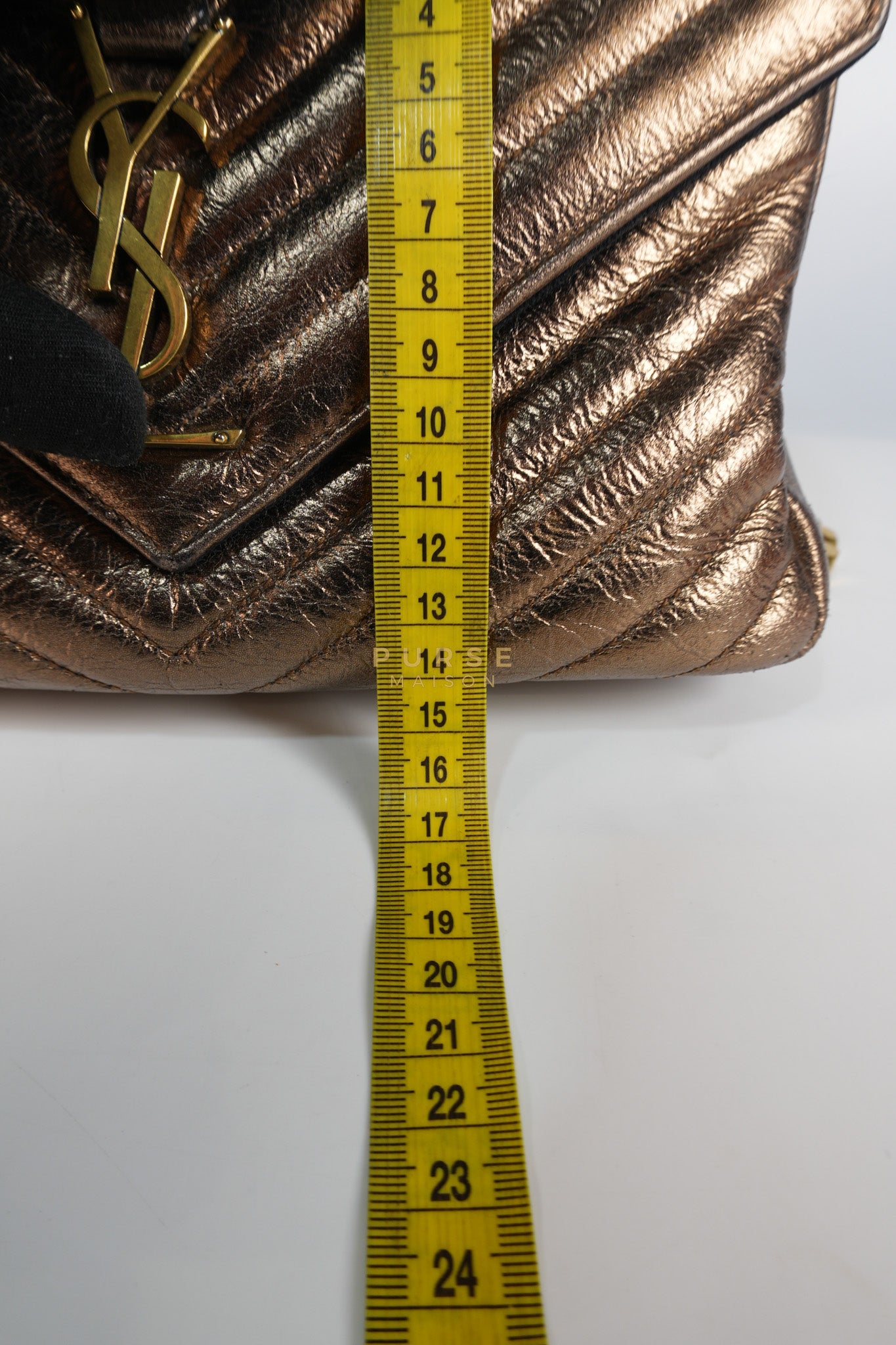 College Metallic Calfskin Matelasse Chevron Monogram Chain Bag | Purse Maison Luxury Bags Shop