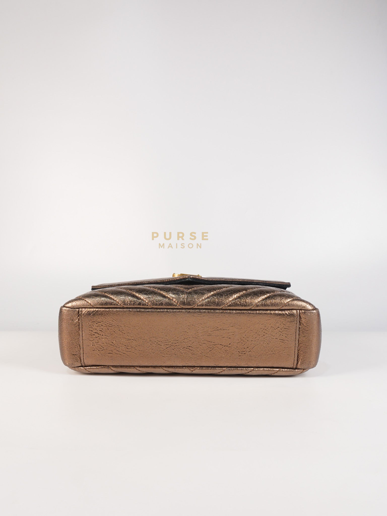 College Metallic Calfskin Matelasse Chevron Monogram Chain Bag | Purse Maison Luxury Bags Shop