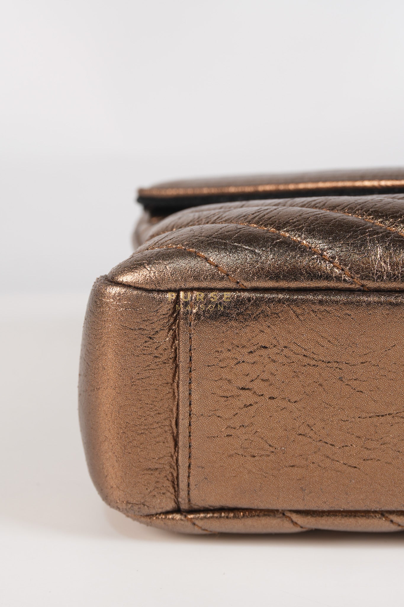 College Metallic Calfskin Matelasse Chevron Monogram Chain Bag | Purse Maison Luxury Bags Shop