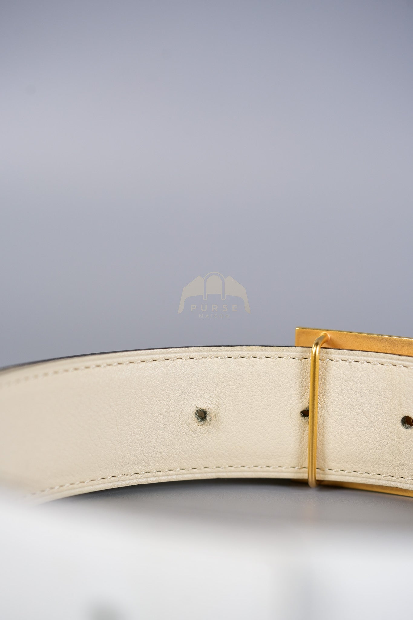 Collier de Chien CDC Belt Two-tone Epsom/Swift Gold Hardware Stamp Square R (2014) Size 80 | Purse Maison Luxury Bags Shop