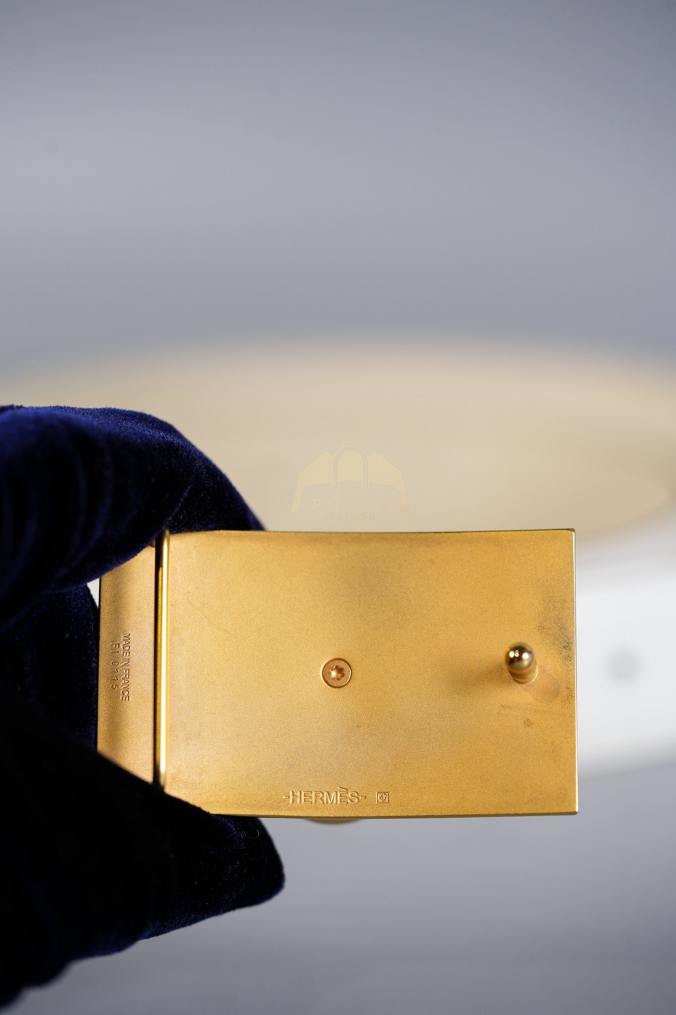 Collier de Chien CDC Belt Two-tone Epsom/Swift Gold Hardware Stamp Square R (2014) Size 80 | Purse Maison Luxury Bags Shop