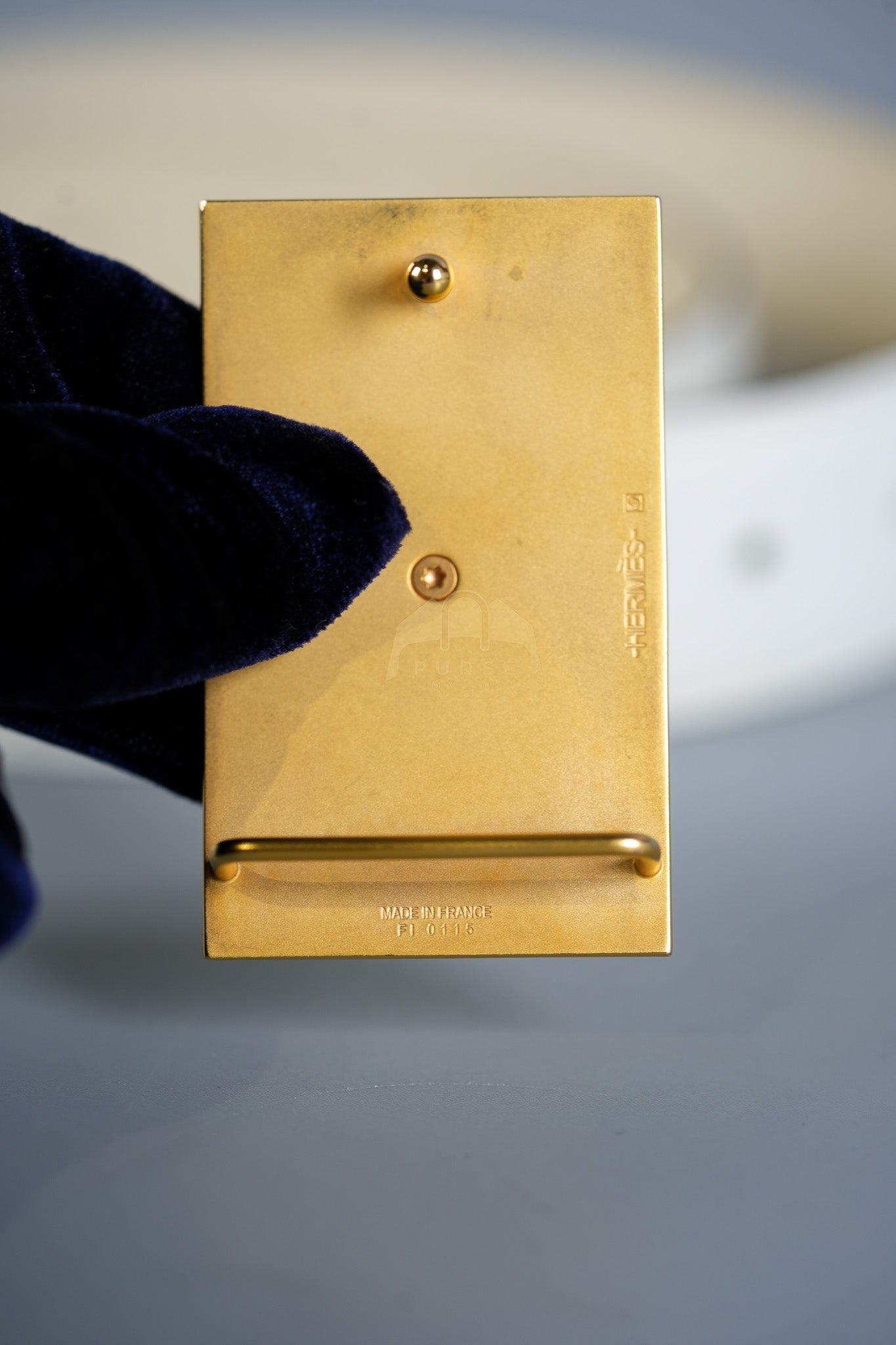 Collier de Chien CDC Belt Two-tone Epsom/Swift Gold Hardware Stamp Square R (2014) Size 80 | Purse Maison Luxury Bags Shop