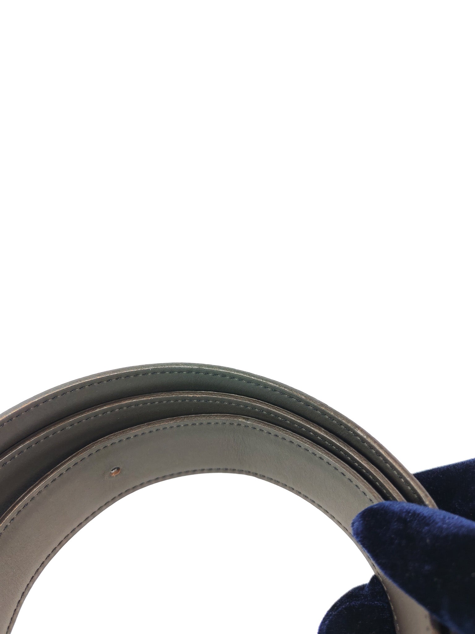 Collier de Chien (CDG) Belt In Bleu Saphir/ Dark Brown and Gold Hardware Reversible Belt Size 90 Stamp T (2015) | Purse Maison Luxury Bags Shop