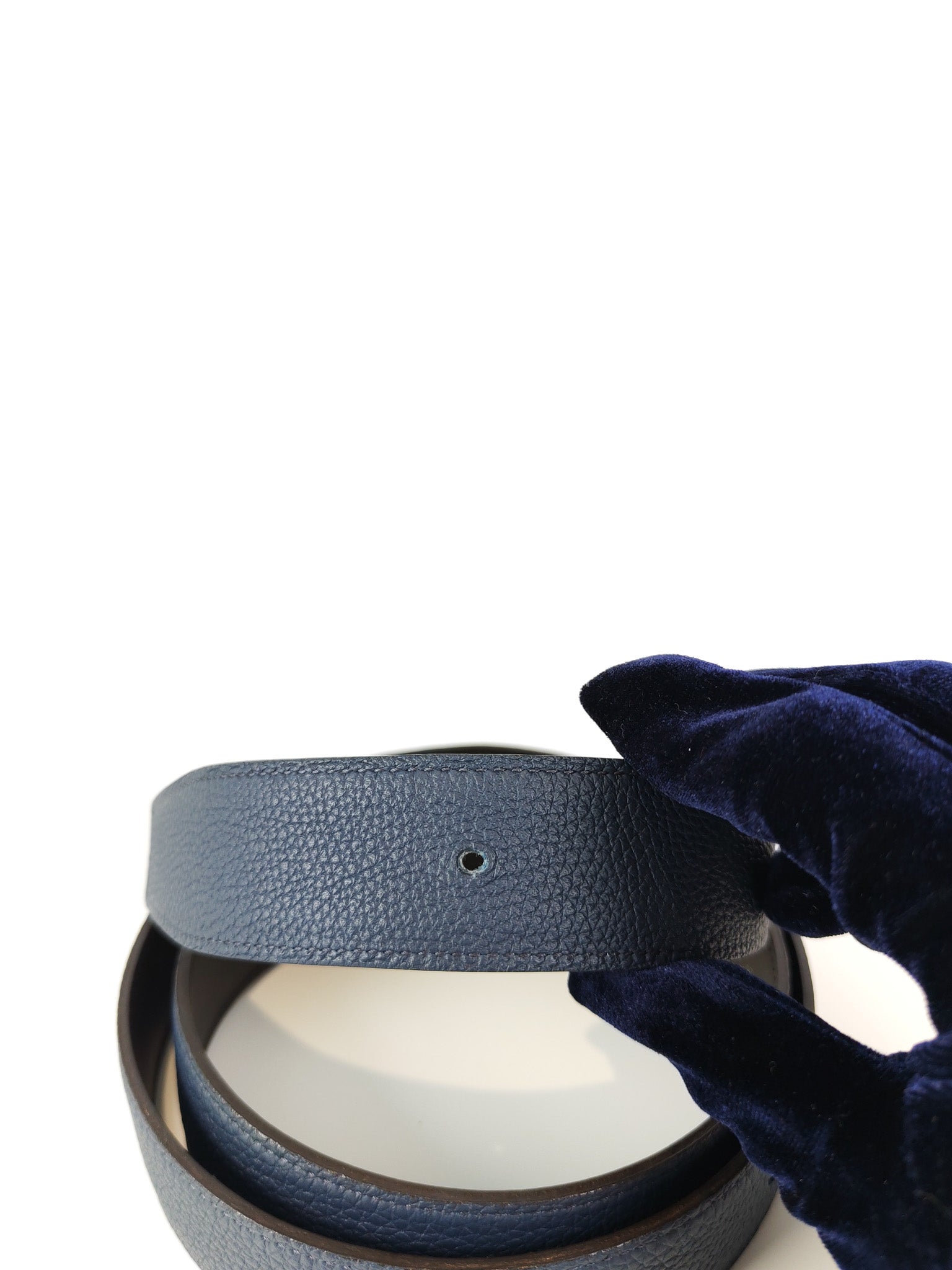 Collier de Chien (CDG) Belt In Bleu Saphir/ Dark Brown and Gold Hardware Reversible Belt Size 90 Stamp T (2015) | Purse Maison Luxury Bags Shop