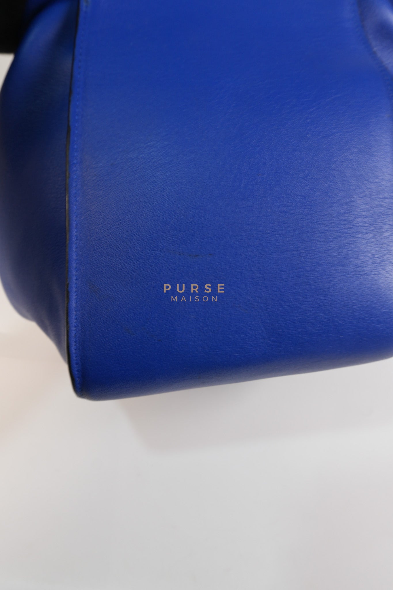 Compact Hammock Bag Large in Blue Calfskin Leather Gold Hardware | Purse Maison Luxury Bags Shop