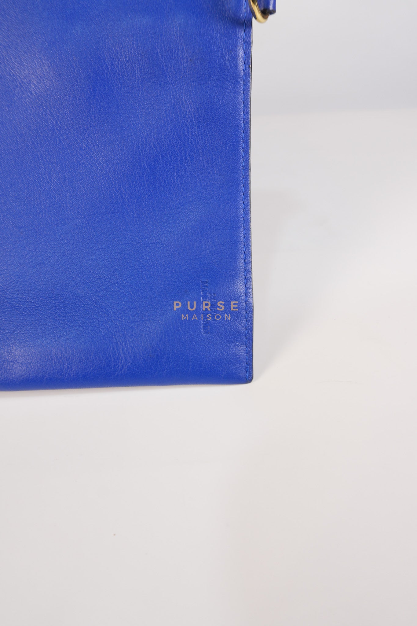 Compact Hammock Bag Large in Blue Calfskin Leather Gold Hardware | Purse Maison Luxury Bags Shop