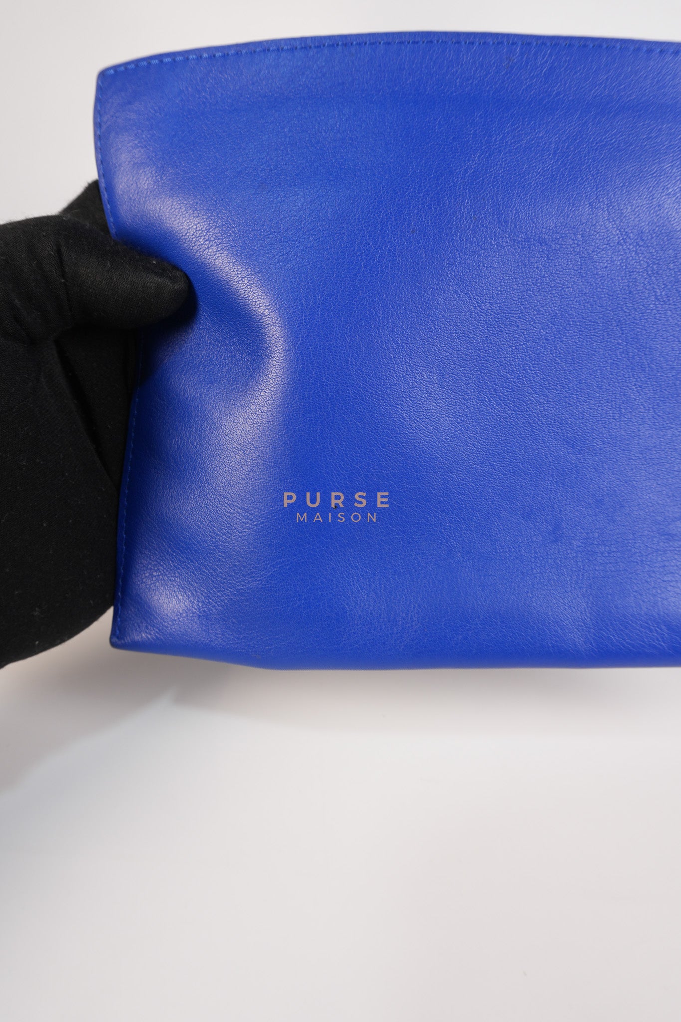 Compact Hammock Bag Large in Blue Calfskin Leather Gold Hardware | Purse Maison Luxury Bags Shop