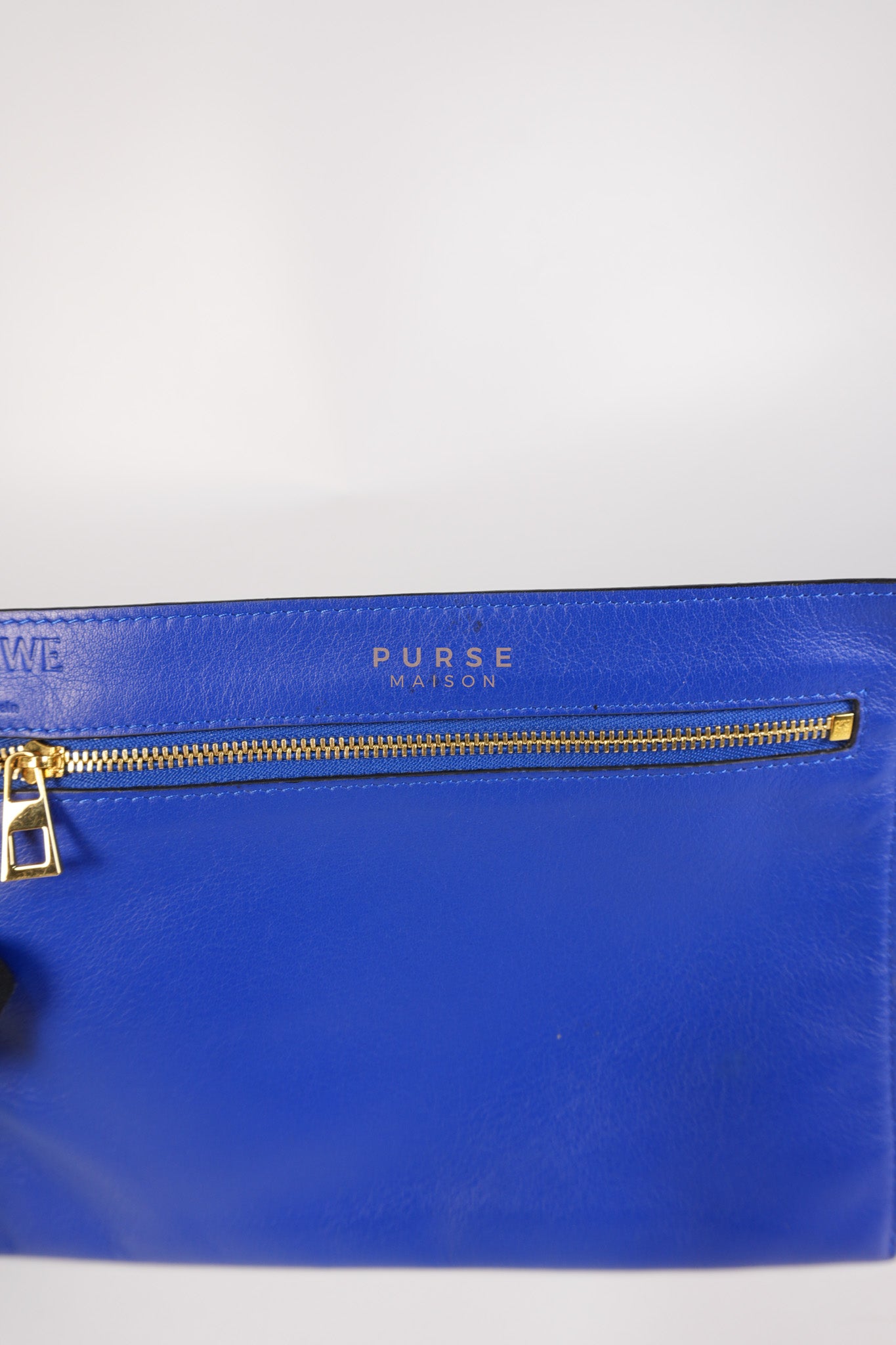 Compact Hammock Bag Large in Blue Calfskin Leather Gold Hardware | Purse Maison Luxury Bags Shop