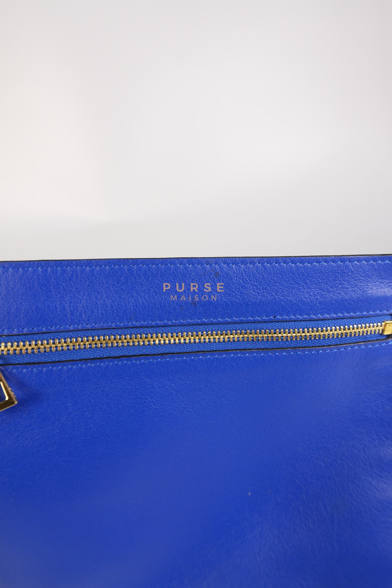 Compact Hammock Bag Large in Blue Calfskin Leather Gold Hardware | Purse Maison Luxury Bags Shop