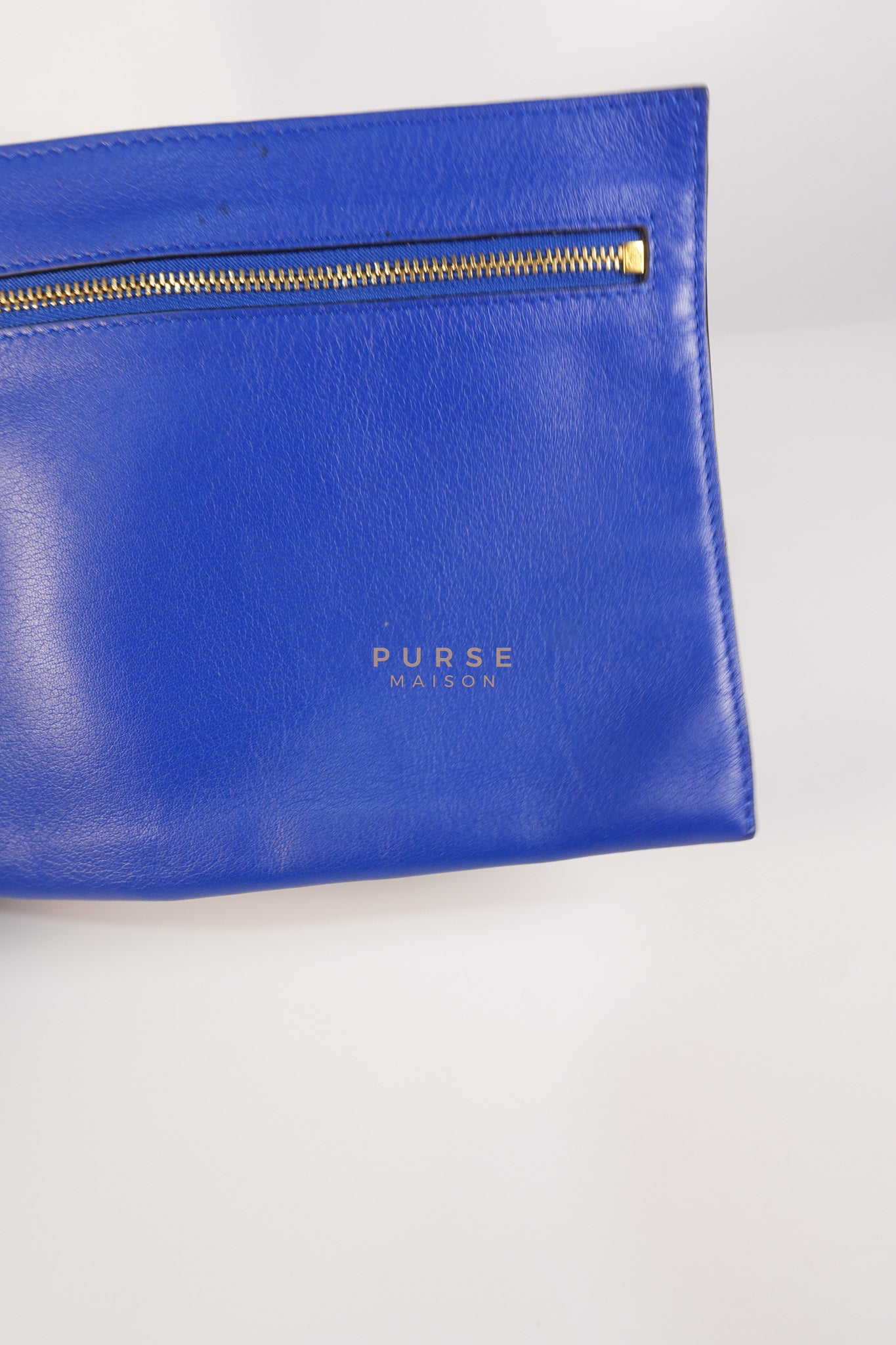 Compact Hammock Bag Large in Blue Calfskin Leather Gold Hardware | Purse Maison Luxury Bags Shop